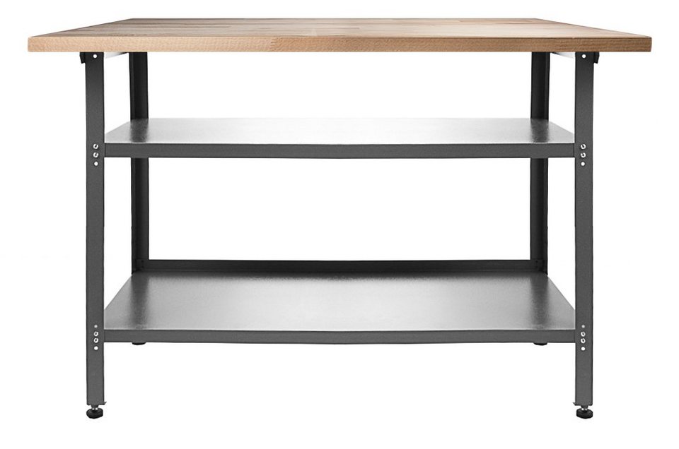 ONDIS24 Werkbank Basic Packtisch Werktisch 120 x 60 cm, Arbeitshöhe 85 cm  (Grau) mit Justierfüßen