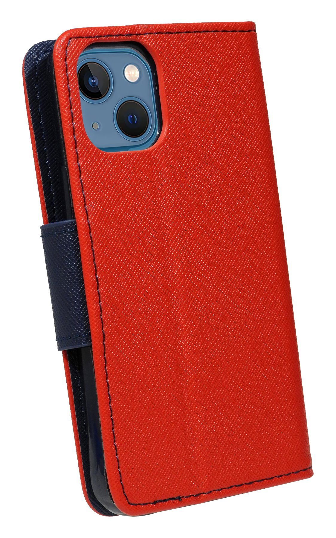 Handyhülle Buch Tasche "Fancy" für iPhone 13 Handy Hülle, Kunstleder Schutzhülle Handy Wallet Case Cover mit Kartenfächern, Standfunktion Rot