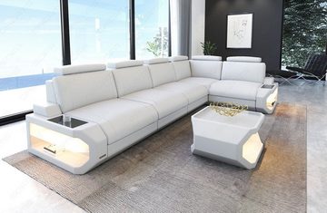 Sofa Dreams Ecksofa Leder Sofa Couch Siena L Form lang Ledercouch, L-Form Ledersofa mit LED-Beleuchtung