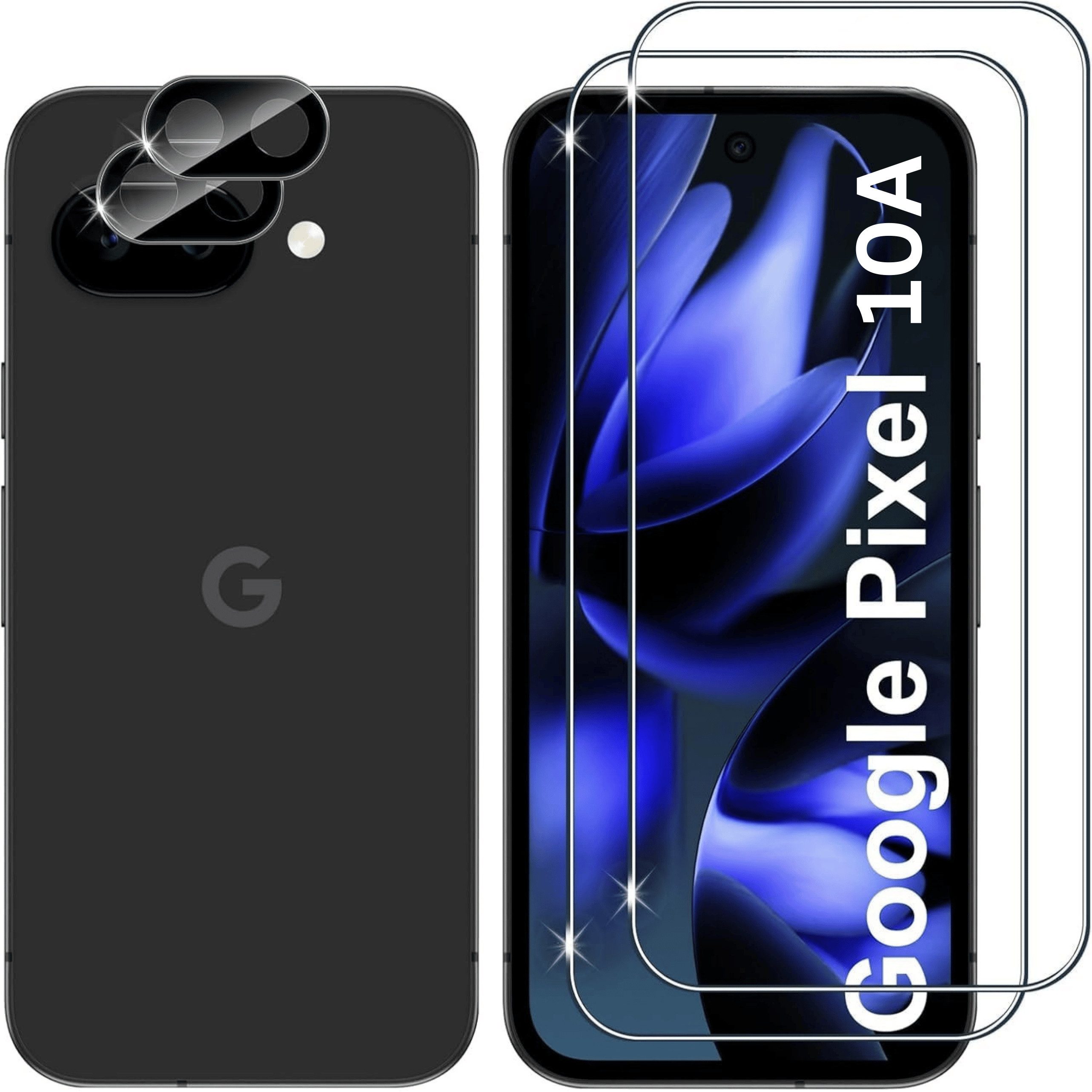 SmartUP Displayschutzglas 2X Schutzglas für Google Pixel 10A Display Kamera Panzerfolie Full 9H für Google Pixel 10A, 4 Stück, Rundumschutz, passgenaue Verarbeitung