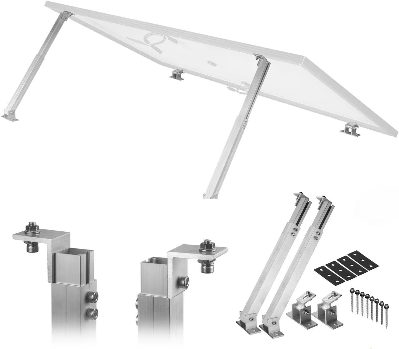 avoltik Solarmodul Halterung Alu Aufständerung für Photovoltaik Winkel 0°-60° Solarmodul-Halterung, (1er; 2er; 4er; 6er; 8er, Farbe silber)