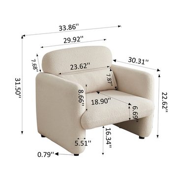 FUROKOY Loungesessel Armstuhl Einzelsofa Sofasessel Polsterstuhl Einzelsofastuhl Sessel, (Schlafsessel Relaxsessel, (mit beweglichem Lendenkissen, Lammwolle), Hochelastische Sitze