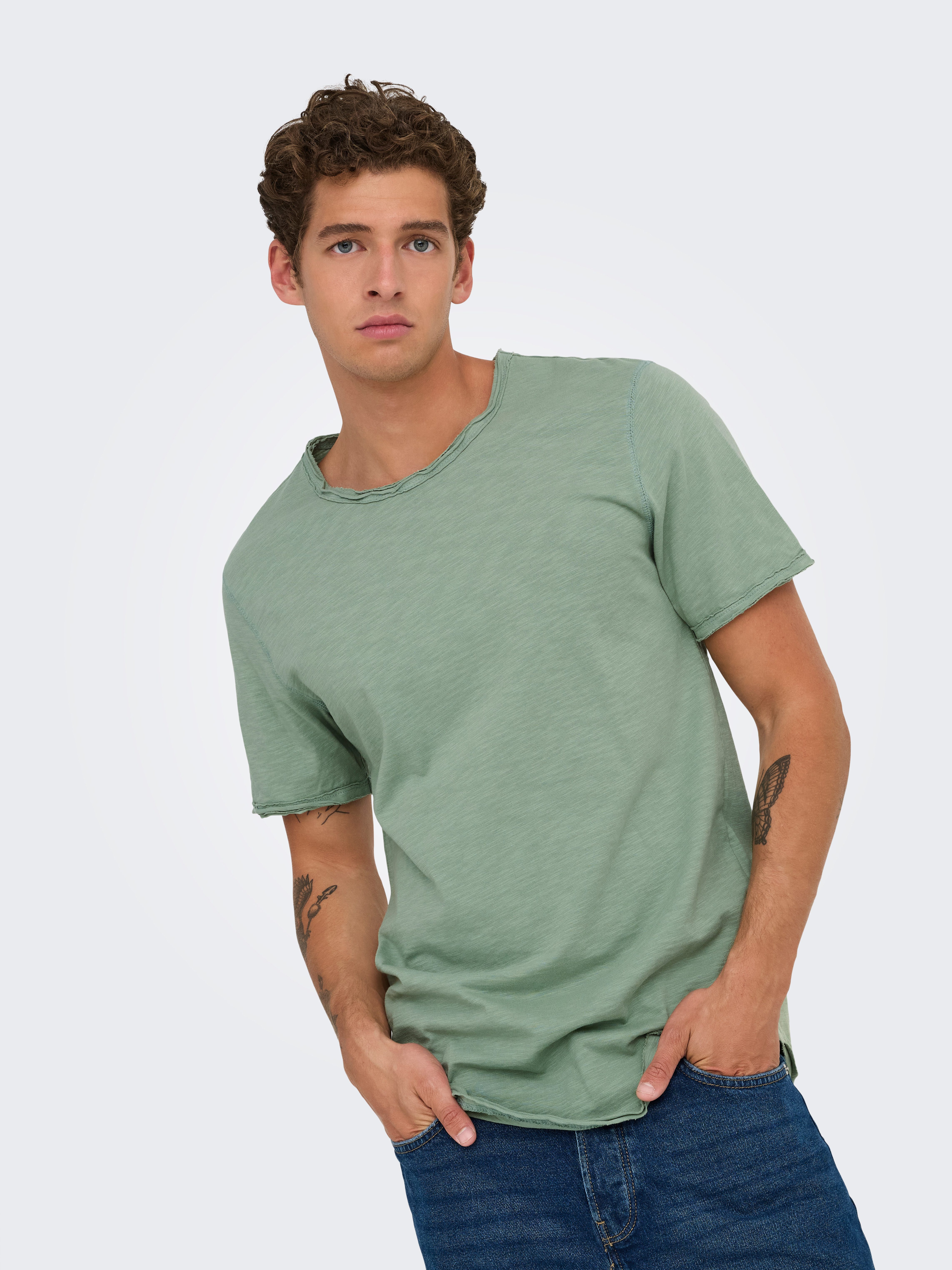 ONLY & SONS Rundhalsshirt ONSBENNE LONGY SS TEE NF 7822 NOOS
