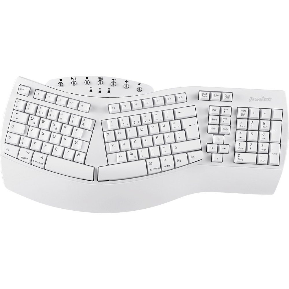 Perixx Perixx PERIBOARD-612WDE Bluetooth® Tastatur Deutsch, QWERTZ Weiß Ergon Tastatur