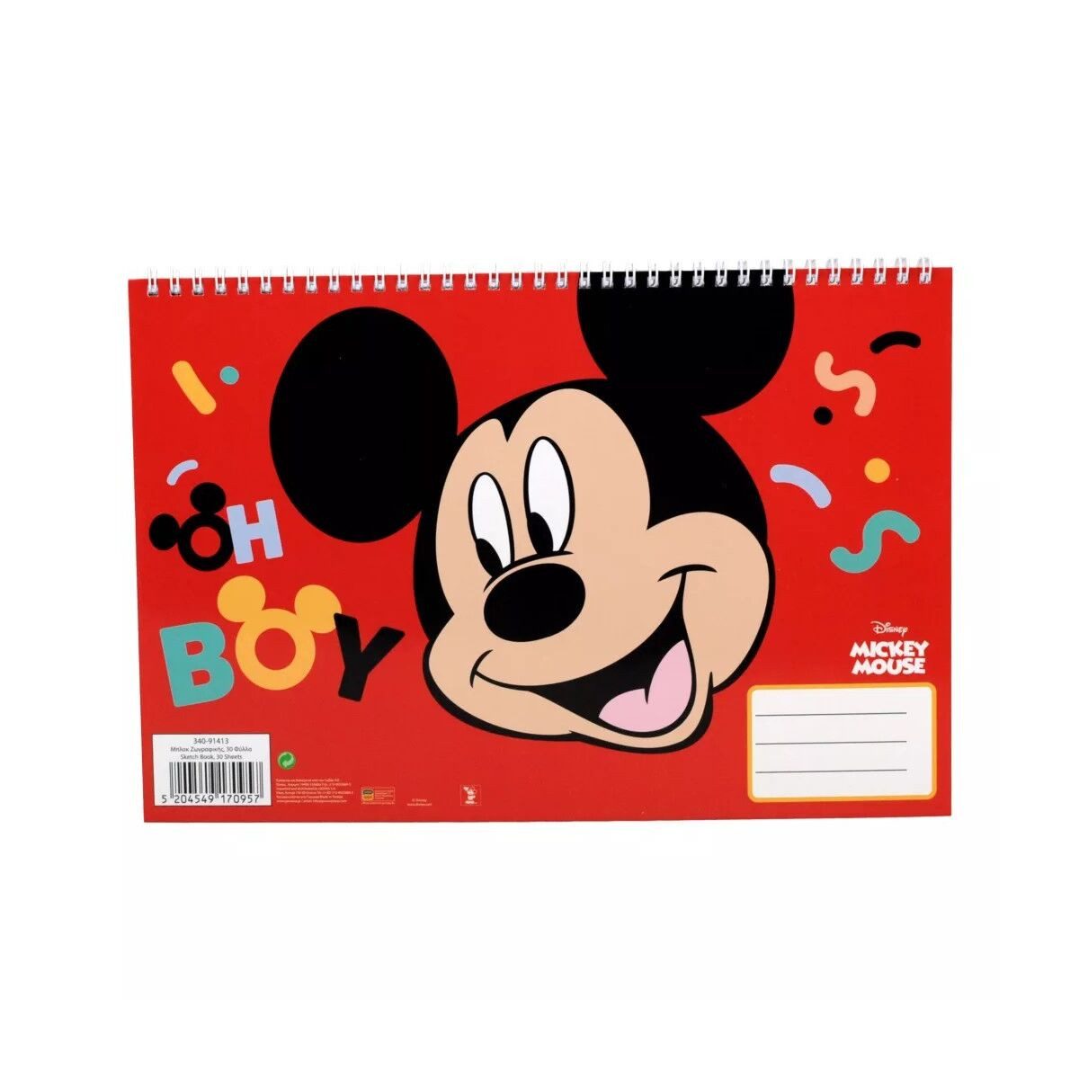 Disney Kreativset Disney Mickey Oh Boy A/4 Spiral-Skizzenbuch, 30 Blatt