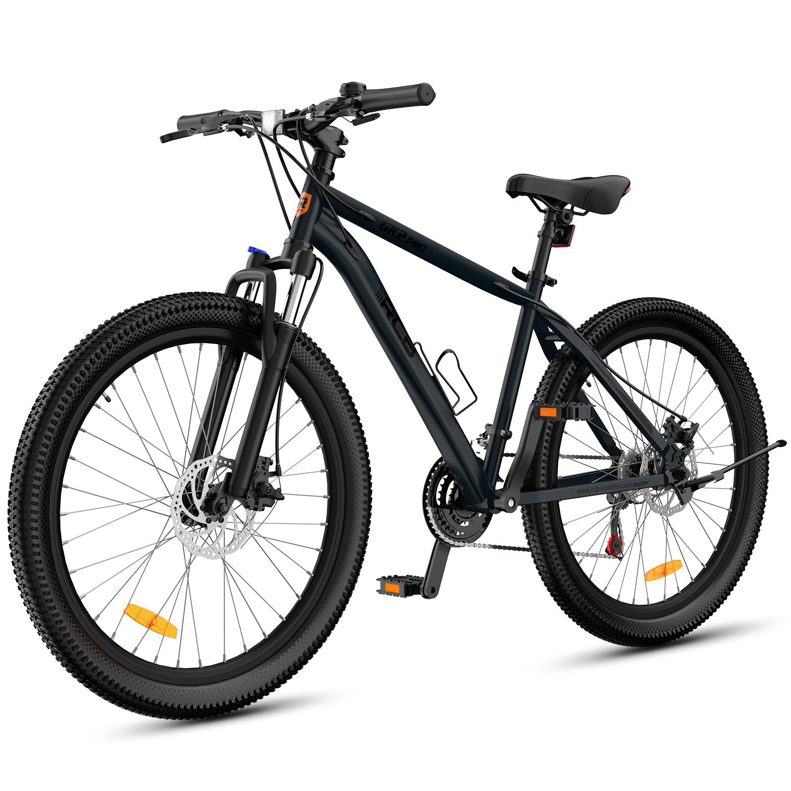 RCB Mountainbike GK2 PRO 27,5 Zoll mit Federgabel, Vorderradfederung & Scheibenbremsen, 21 Gang, Kettenschaltung, Aluminium-Rahmen – leicht und robust, mit Reflektoren & Flaschenhalter