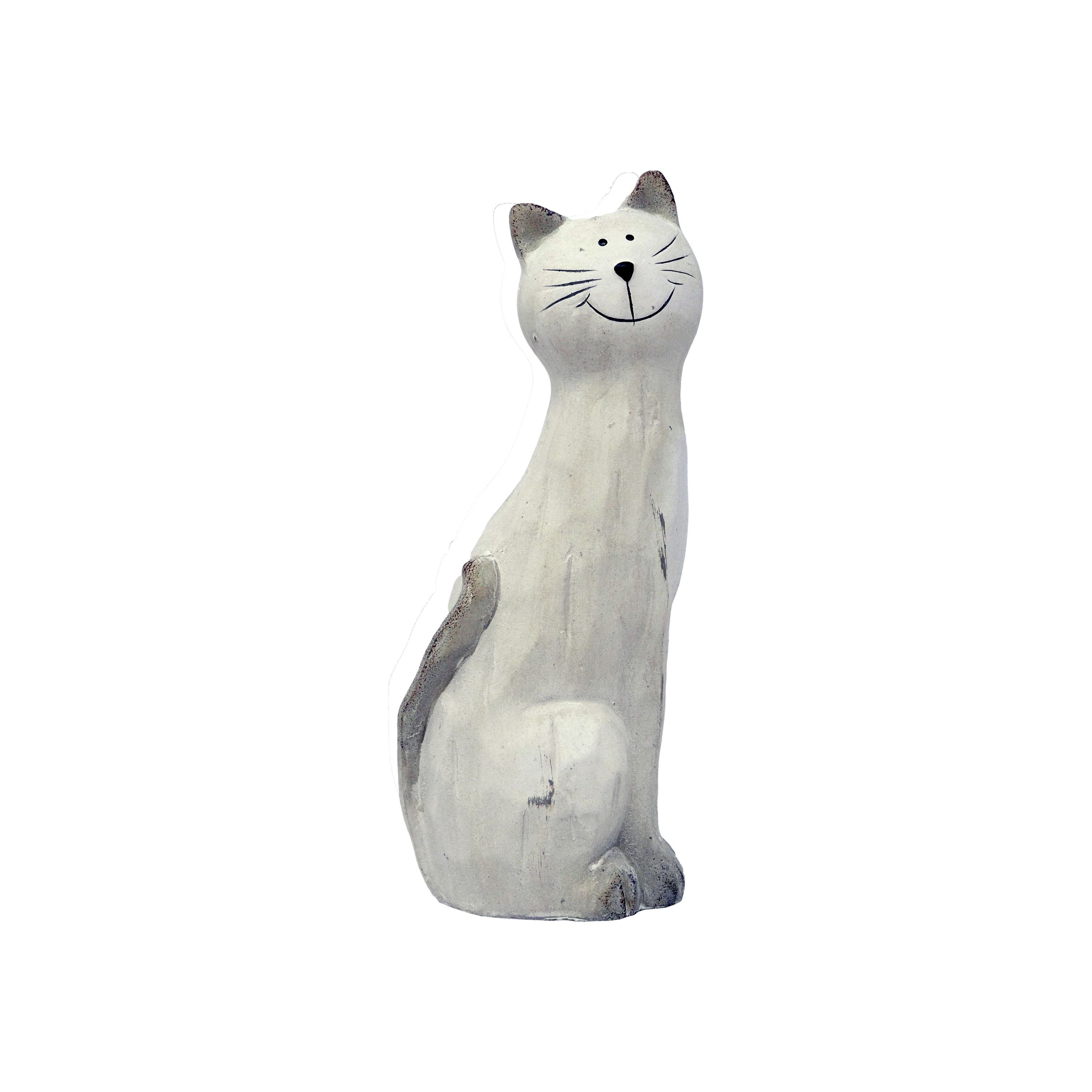 Dekofigur cm weiß B&S Dekofigur 12 Katze aus H Terrakotta sitzend