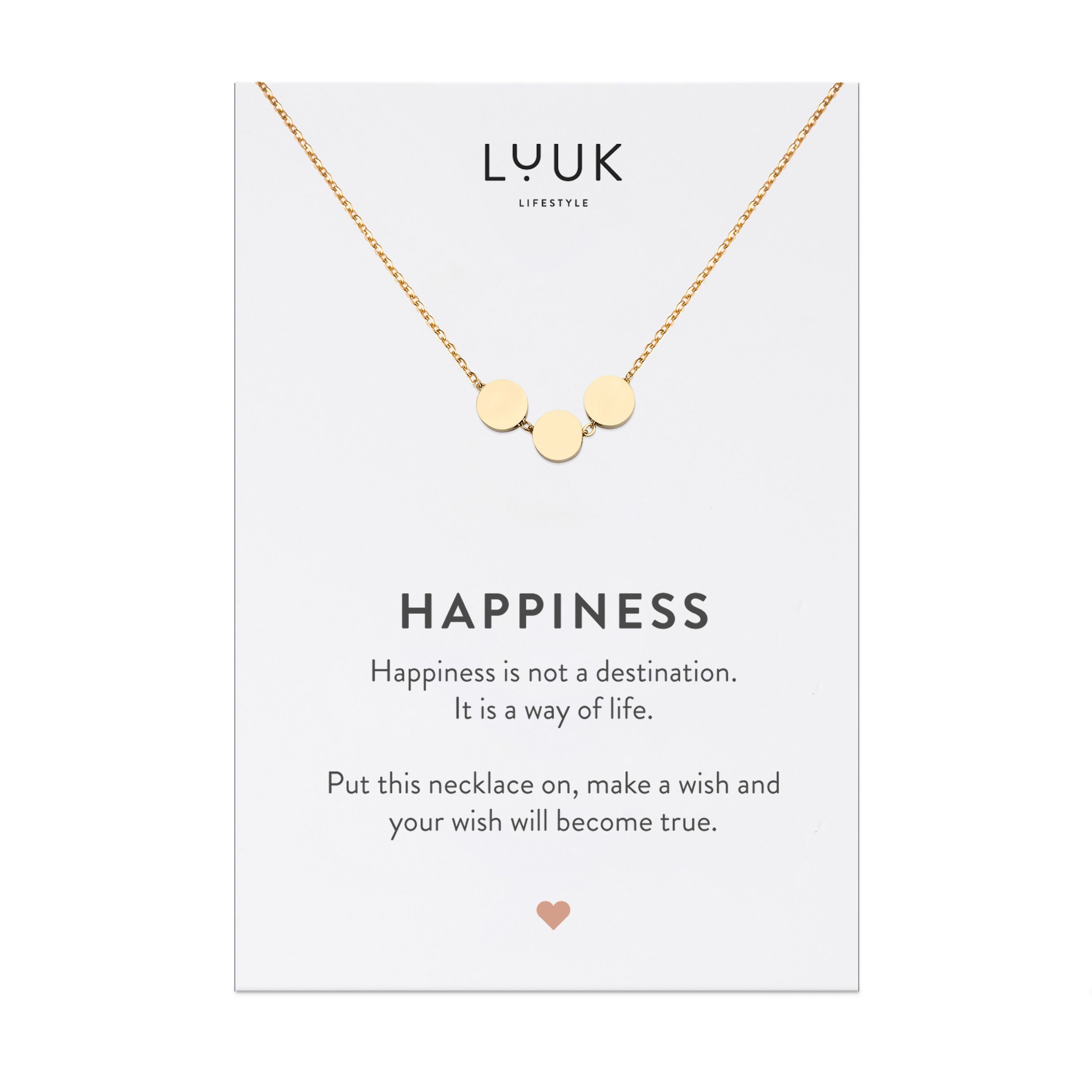 LUUK LIFESTYLE Kette mit Anhänger Plättchen, Geburtstags Geschenk Idee, Modeschmuck Gold