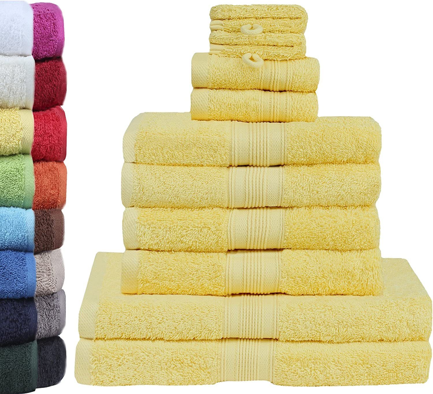 GREEN MARK Textilien Handtuch Set 10er-Set Premium Frottier Handtuch-Set, 100% Baumwolle (Set, 10-St), 4X Handtücher, 2X Duschtücher, 2X Gästetücher, 2X Waschhandschuhe