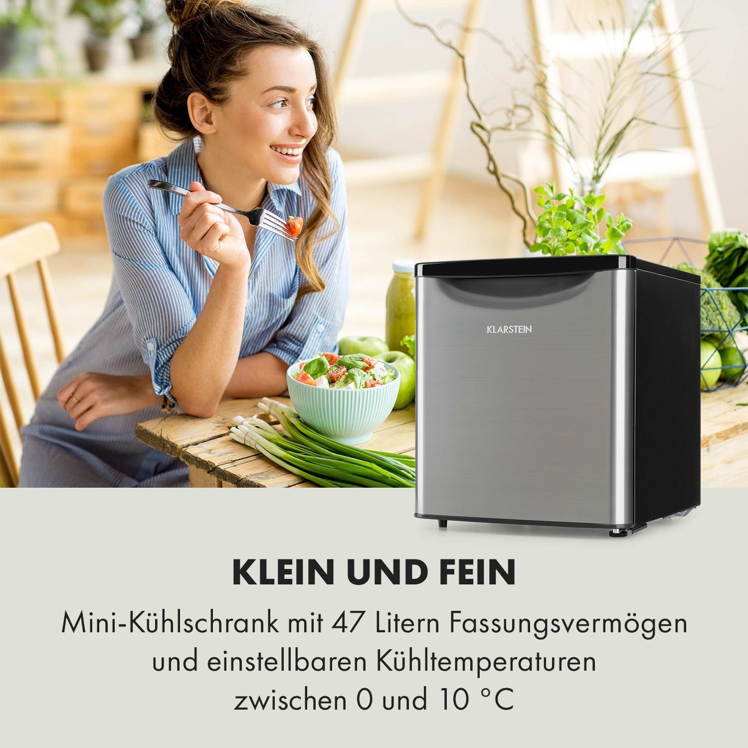 10035214, hoch, 45 Kühlschrank Klarstein Table HEA19-Yummy-50Lblk 51 cm cm Top schwarz breit