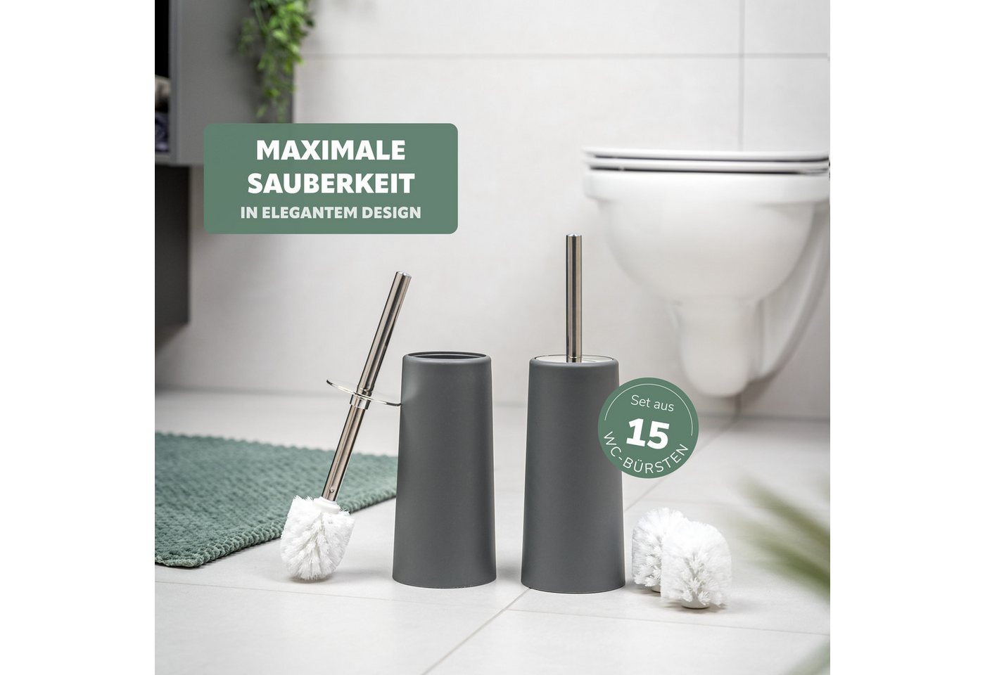 Thumbnail - bremermann WC-Reinigungsbürste WC-Bürste Kunststoff 15er Set, grau, (15-tlg)