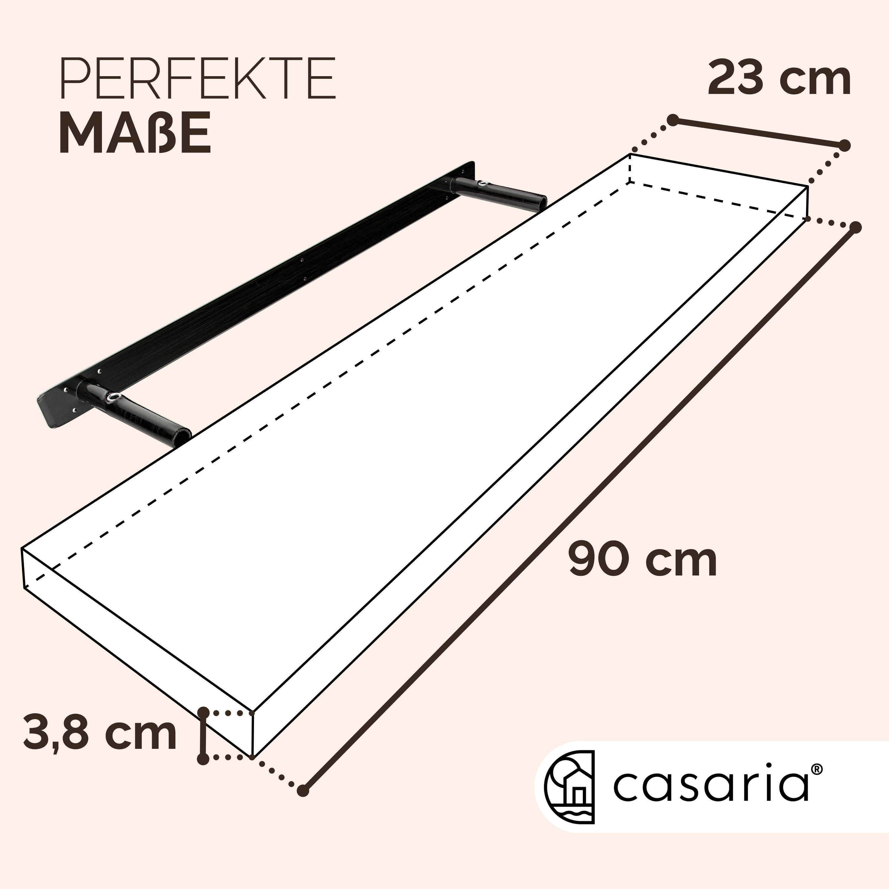 Casaria Wandregal, Grau Hängeregal mit Halterung 15kg Tragkraft Küche Hochglanz 90cm