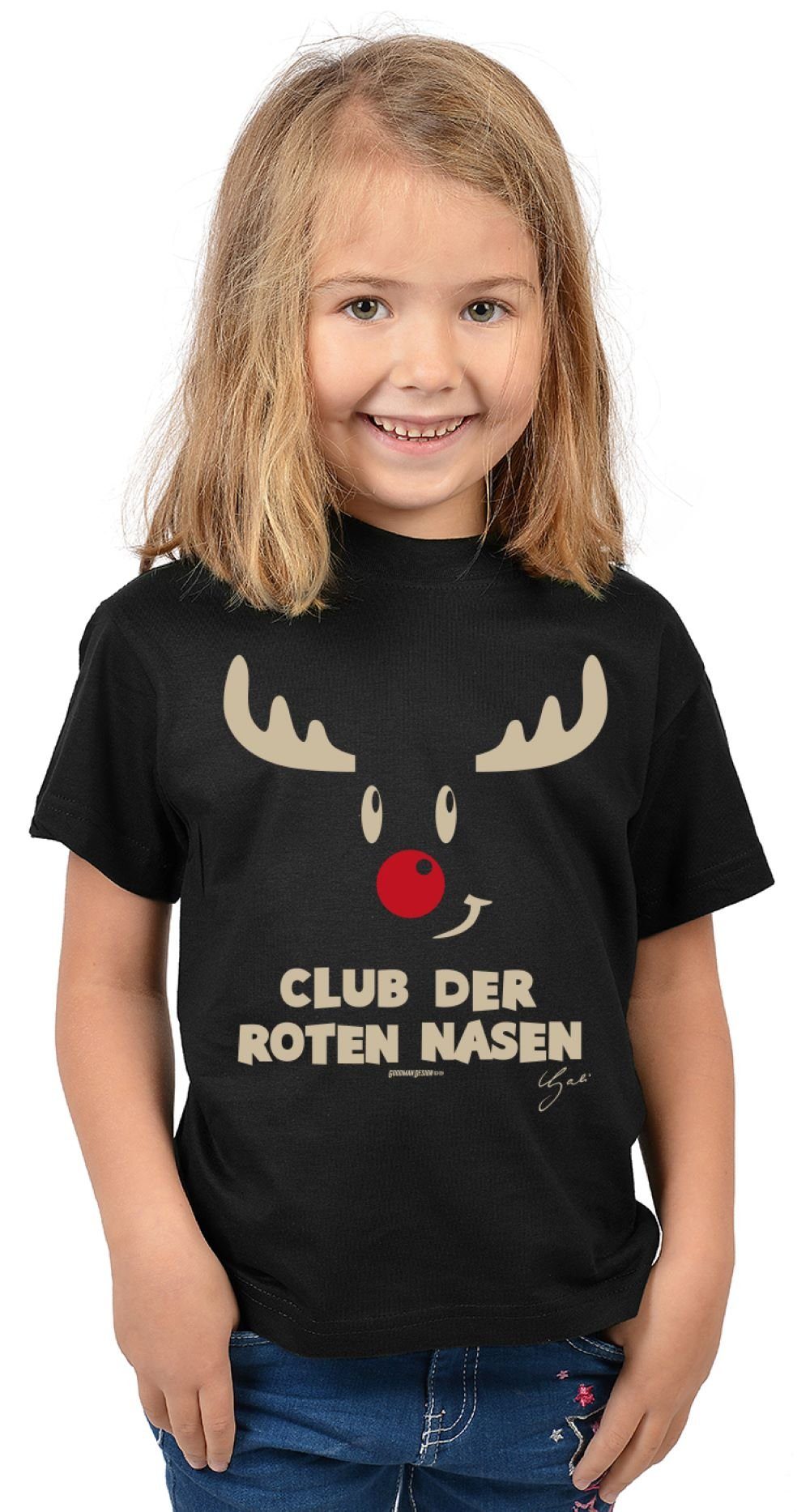 Tini - Shirts T-Shirt Kinder Weihnachtsmotiv TShirt : Club der roten Nasen - Kindershirt Geschenk-Shirt Nikolaus Weihnachten Advent