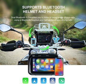GABITECH 5 Zoll GPS Navigationsgerät Navi Für Motorrad. Carplay Android Auto Motorrad-Navigationsgerät (Touchscreen und Dual-Bluetooth. Wasserdichtes)