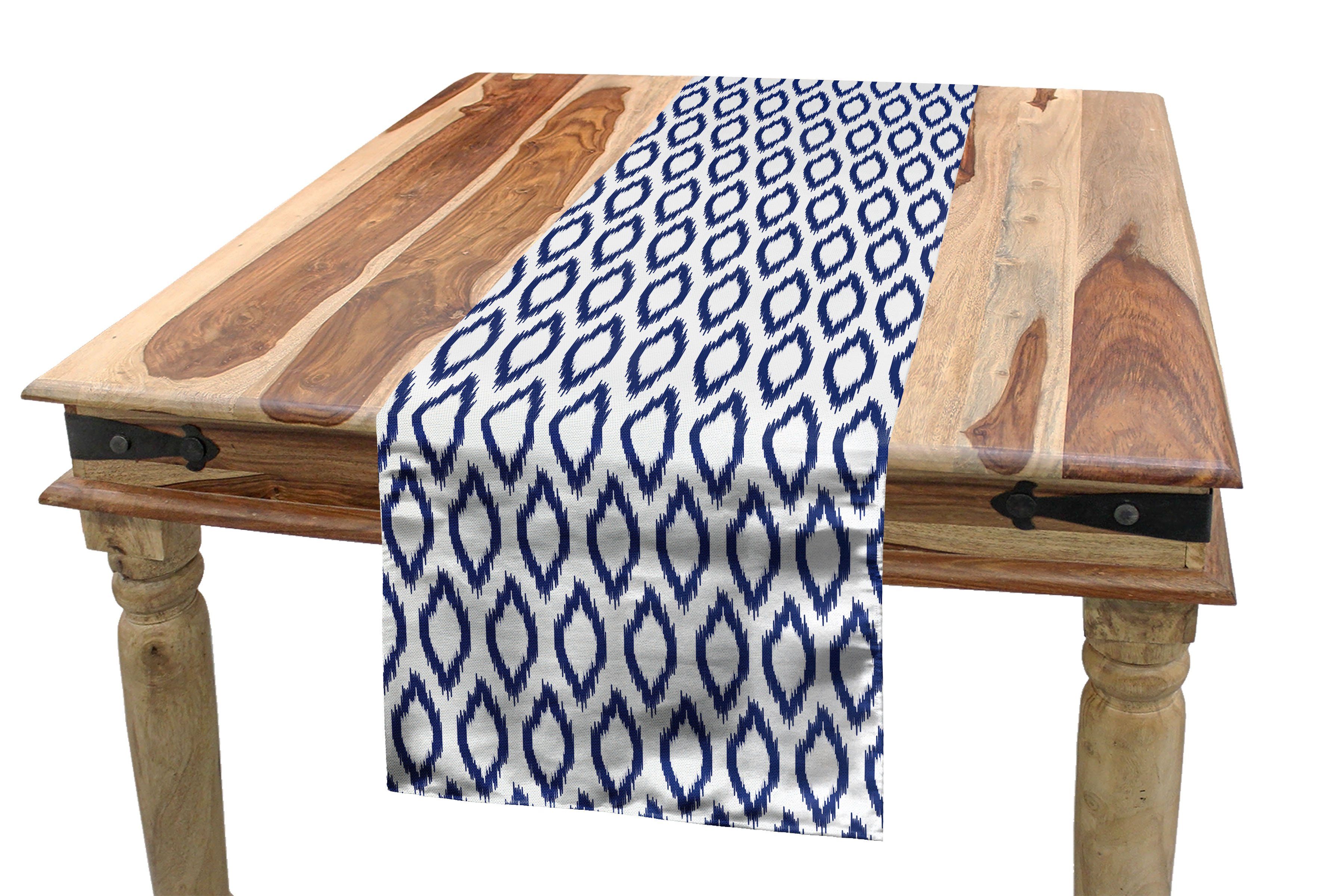 Abakuhaus Tischläufer Esszimmer Küche Rechteckiger Dekorativer Tischläufer, Ikat Eastern Blaue Verzierung