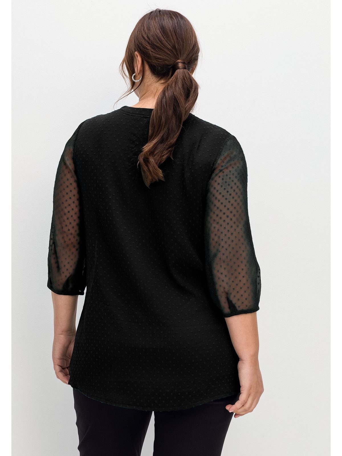 Sheego Tunika Große Größen mit Chiffon-Ärmeln und eingewebtem Muster