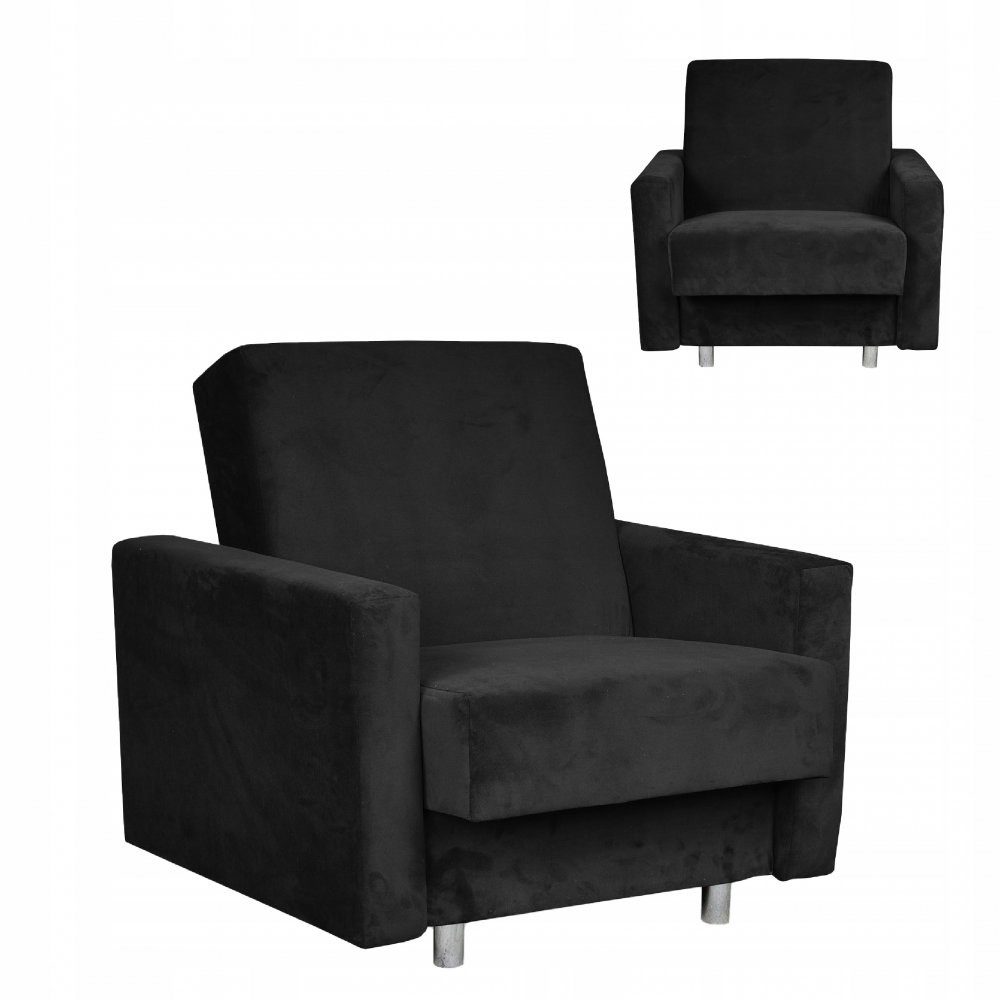 Family Meble Sessel Family Meble Schlafsessel Alicja mit Bettkasten schwarzer Velours 97x9