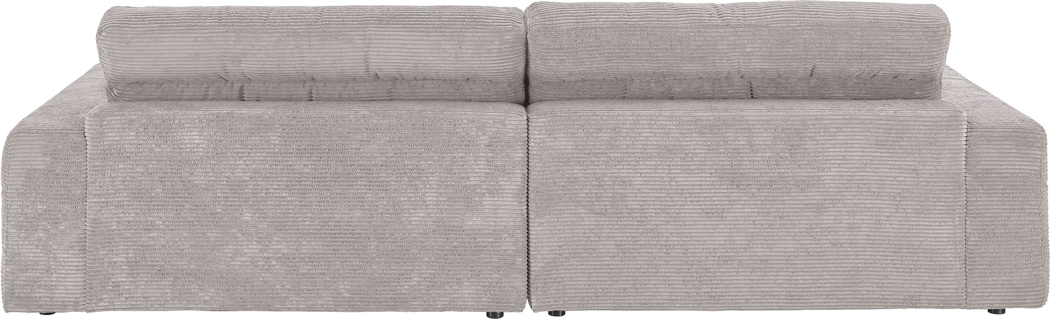 3C Candy Ecksofa mit Rückenkissen, Quersteppung, grau Lose feiner Cord-Bezug Stripes