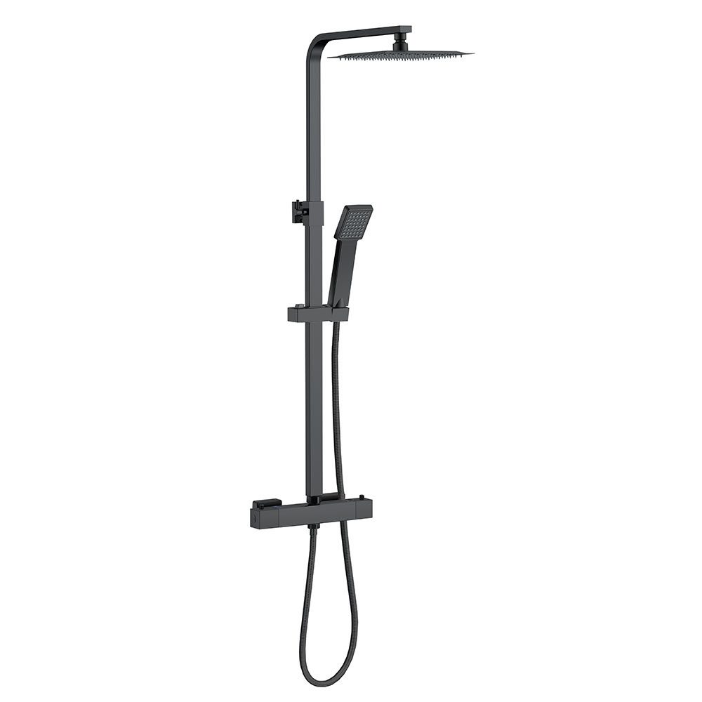 duschspa Duschsystem Duschset mit Thermostat 38℃ verstellbare Duschstange aus Edelstahl, 2 Strahlart(en), Regendusche mit quadratischem Duschkopf 20x20cm