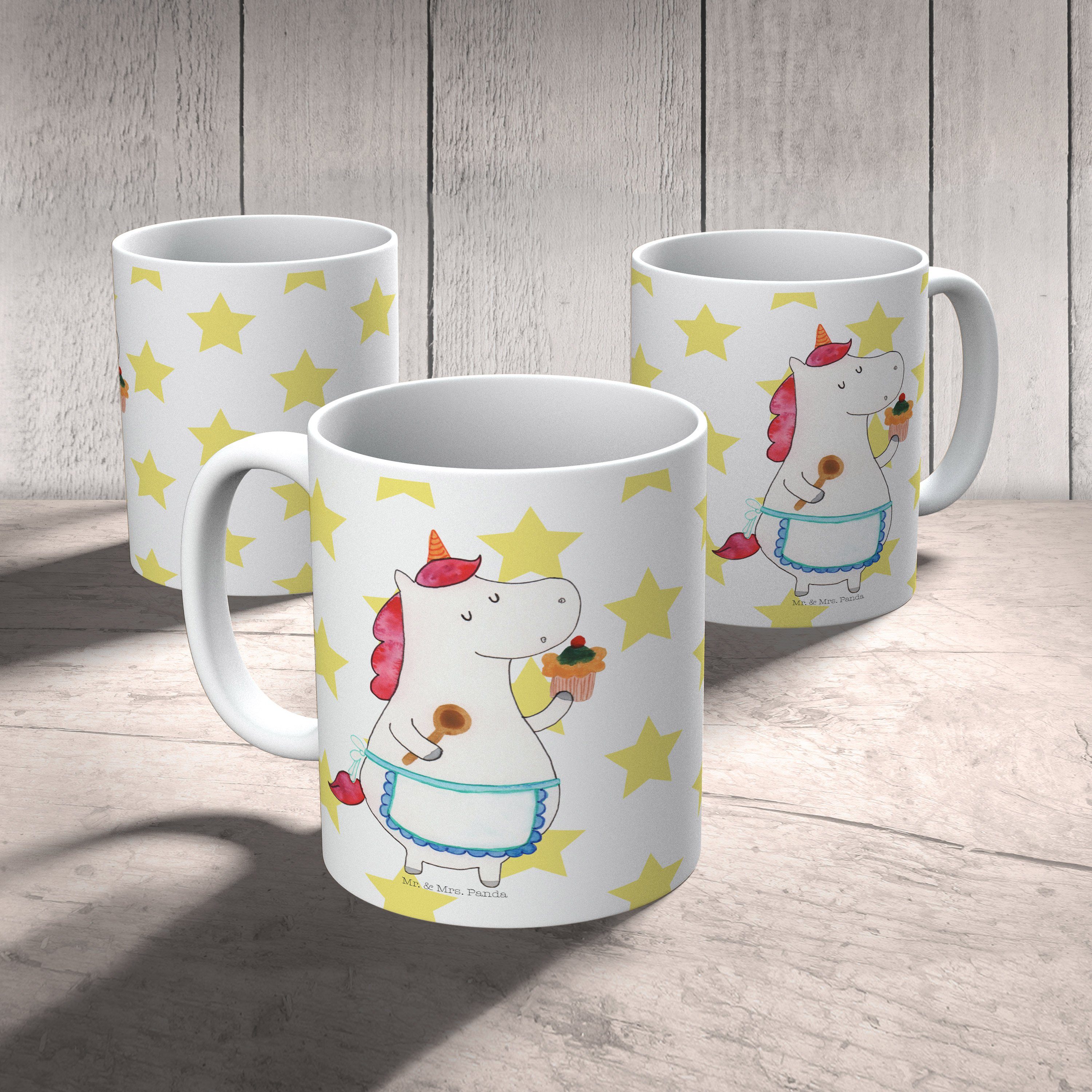 Mr. & Mrs. Panda Tasse Unicorn, Einhorn Küchenfee Keramik Kaffeetas, Motive, Weiß - Geschenk, Tasse 