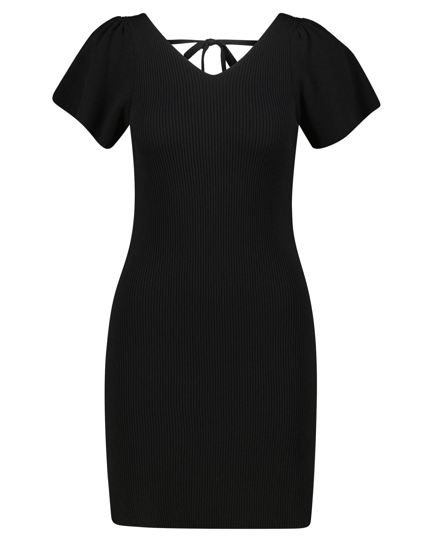 T-Shirt DRESS KNT Damen (1-tlg) ONLY S/S V-NECK Strickkleid ONLLEELO Black
