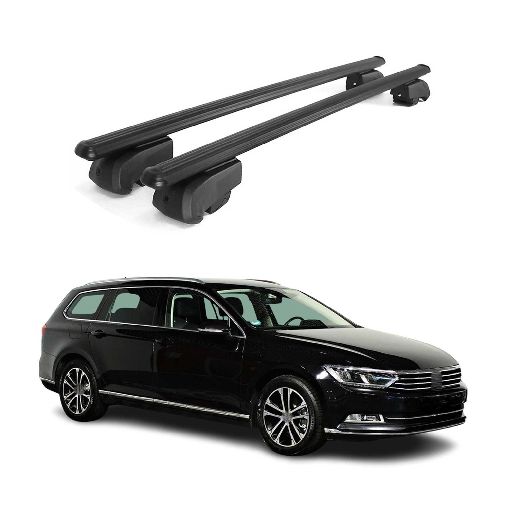 OMAC Dachträger für VW Passat B8 Variant 2015-2019 Grundträger Alu ABE Schwarz 2x (2-St), Wasserbeständig,Abnehmbar,Multifunktional,Leichtgewichtig