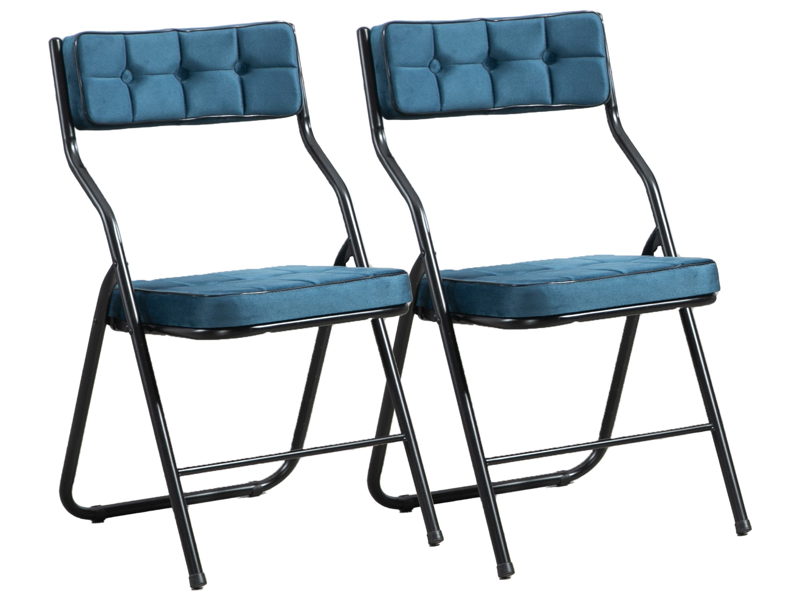 SeedWave Esszimmerstuhl 2er Set Klappstühle aus Metall, mit Gepolsterte Rückenlehne, Sitz, Die Neigung der Rückenlehne von 110°, mit Anti-Rutsch-Pads