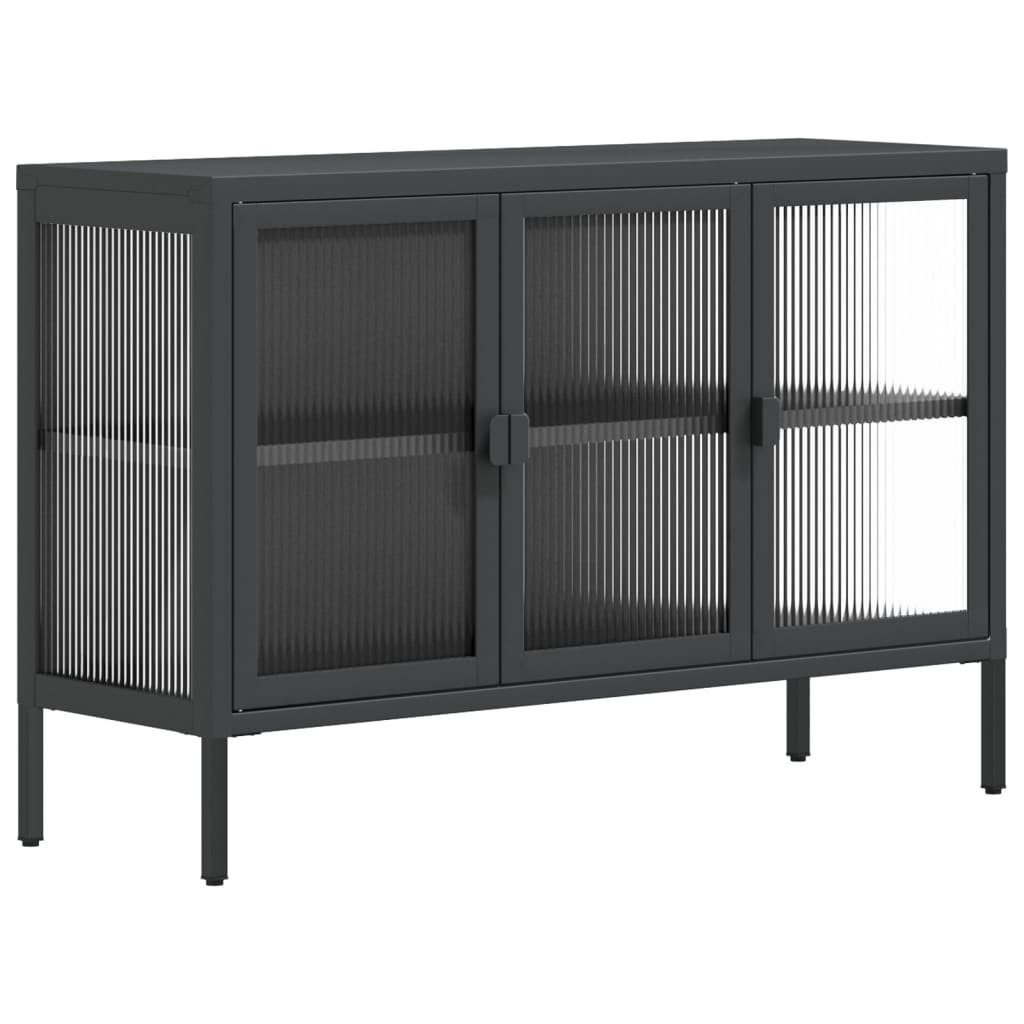 vidaXL Sideboard Vitrine Sideboard Schwarz 105x35x70 cm Glas und Stahl