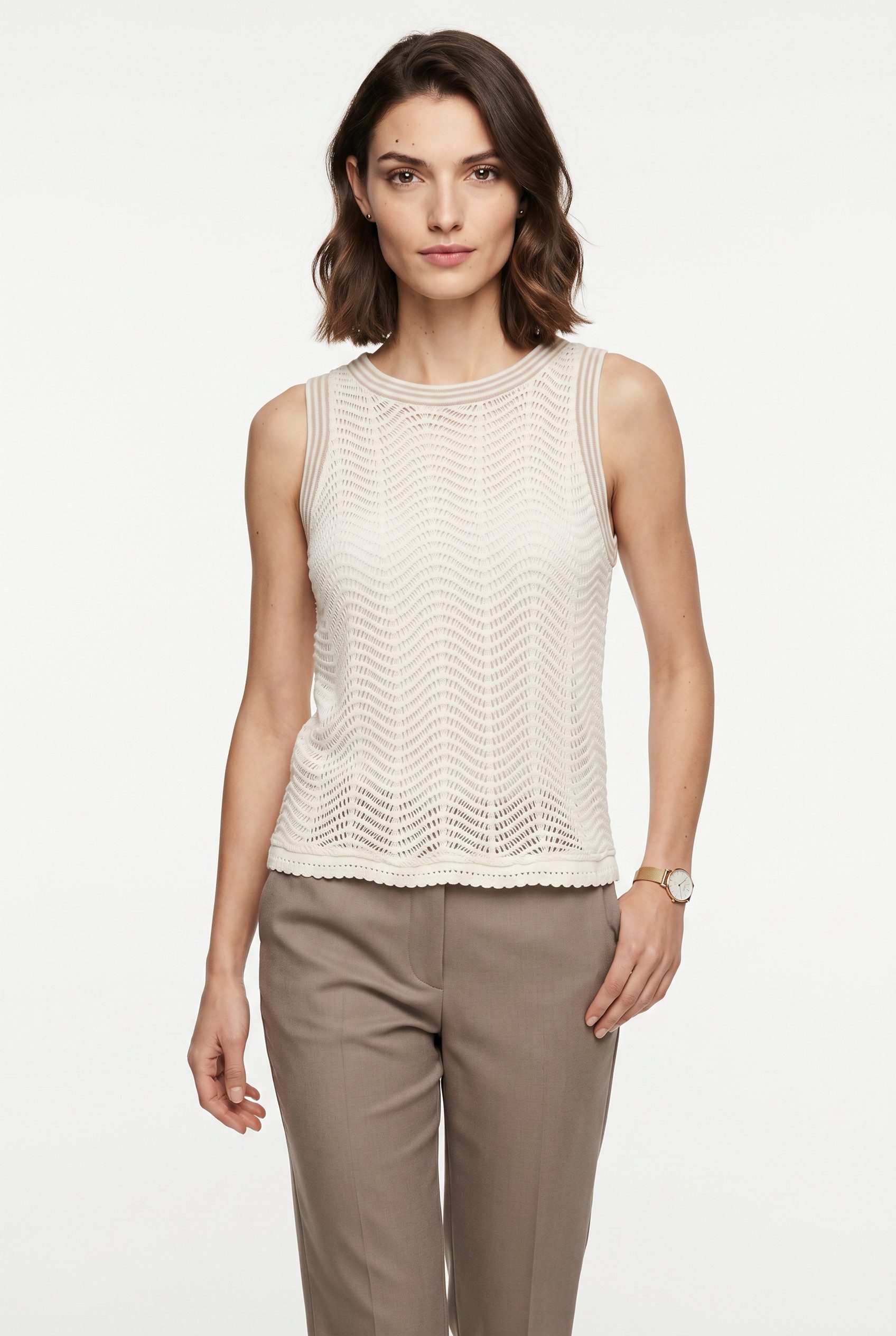 BOSS ORANGE Stricktop Ecela Premium Damenmode halbtransparent, Rundhals