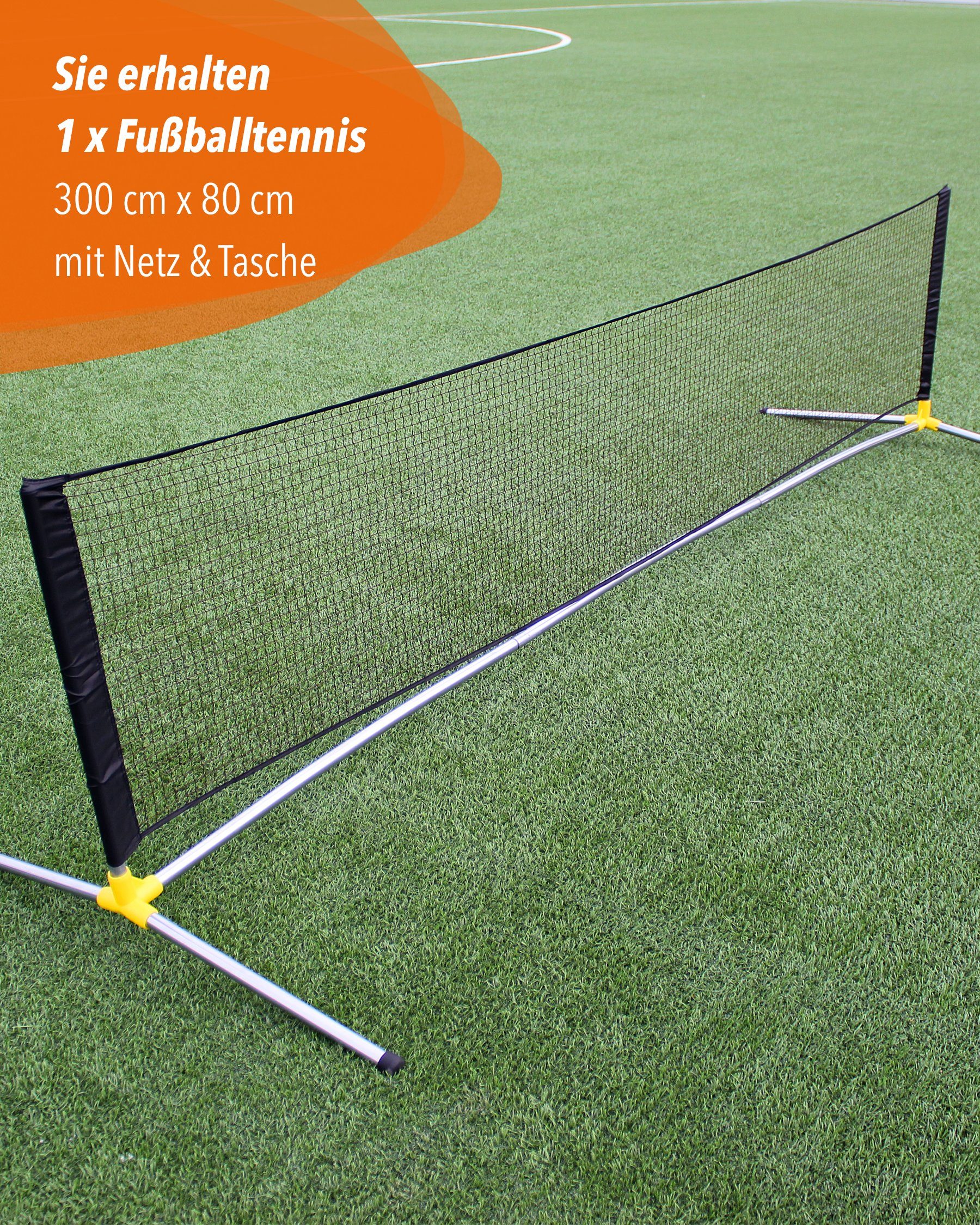 cm Böden, Tennisnetz SPORTIKEL24 alle 300 Transportables für hoch cm breit, Fußballtennis 80