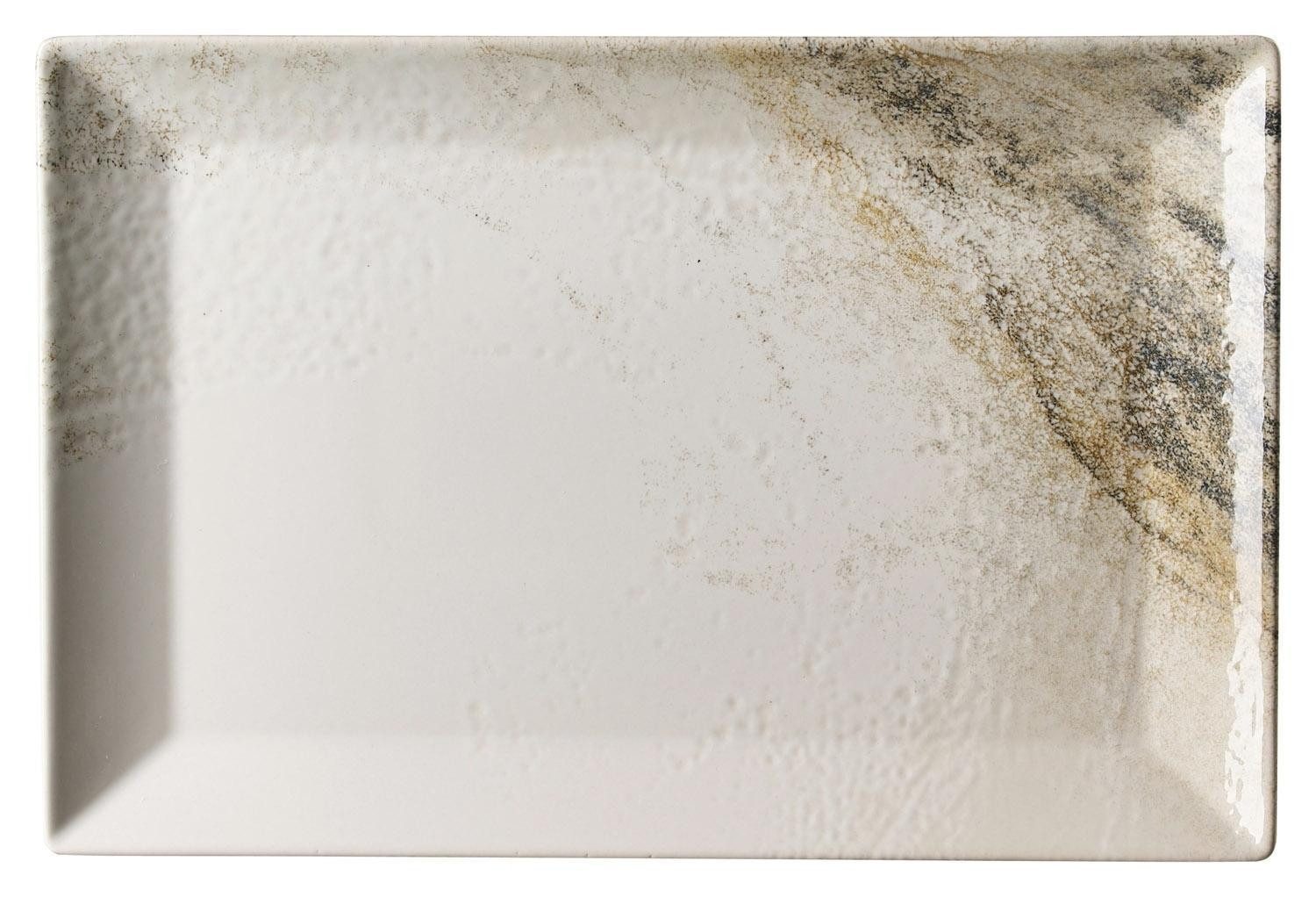 Ritzenhoff & Breker Servierplatte AREZZO, Weiß, Braun, Eckig, 30 x 20 cm, Steinzeug, (1-tlg), spülmaschinengeeignet