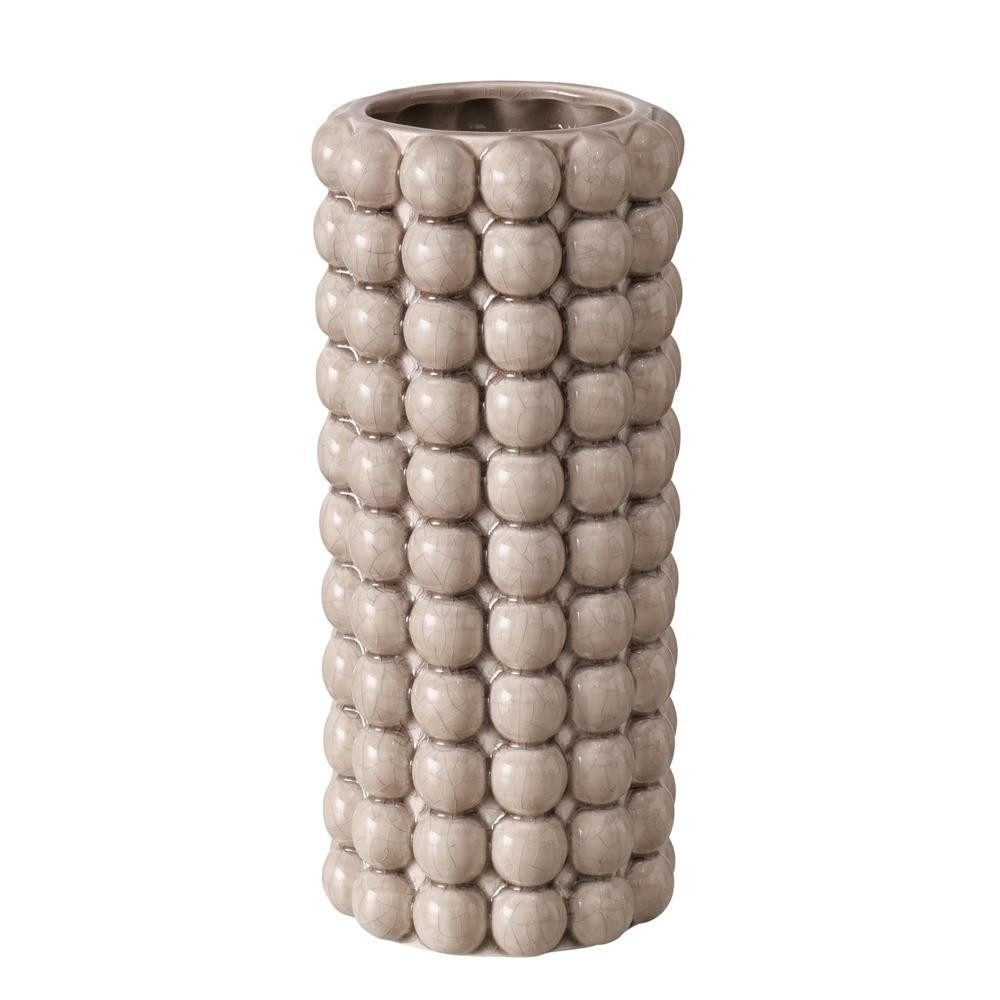BOLTZE Tischvase Morten Steingut beige 25 cm rund, moderne Blumenvase