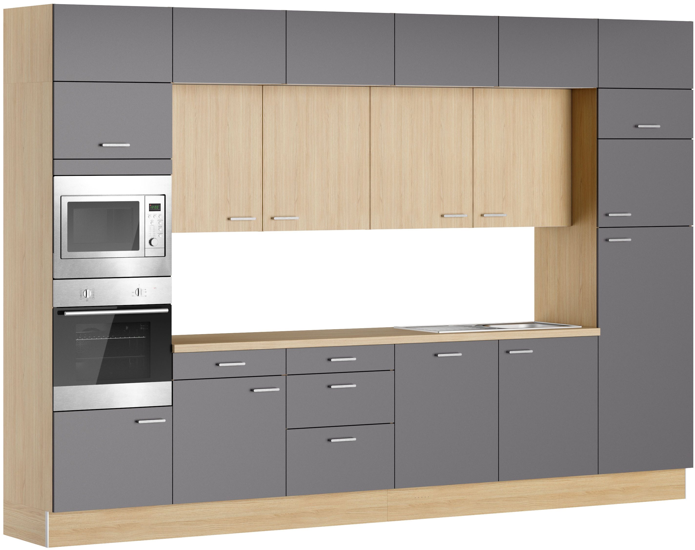 KOCHSTATION Küchenzeile KS-Lucy, Breite 360 cm, Soft-Close, inkl. Zubehör, wahlweise mit E-Geräten