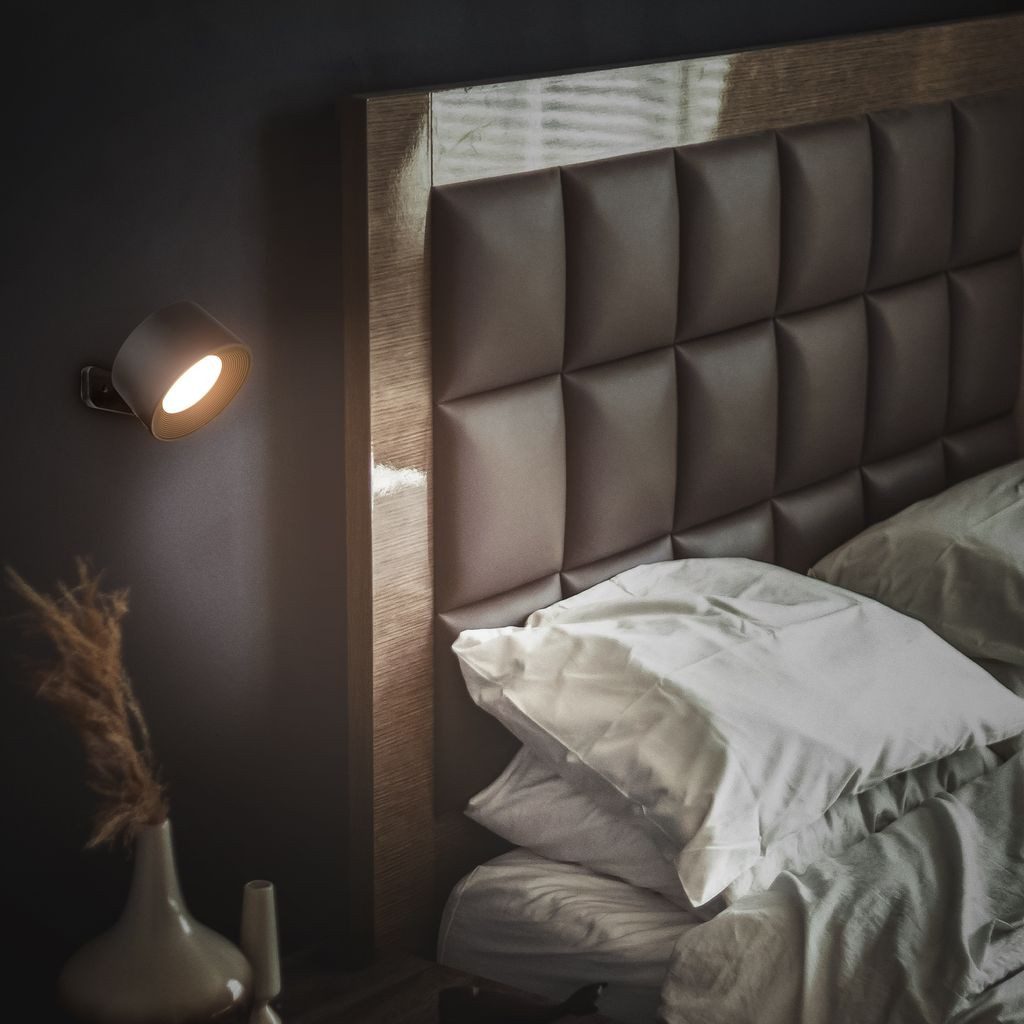 B.K.Licht Wandleuchte Wandlampe magnetisch Leselampe kabellos, LED fest integriert, 2700K - Extra-Warmweiß, LED Wandlampe 4,5x8x9,5cm Schwarz 2W Innen, ohne Stromanschluss