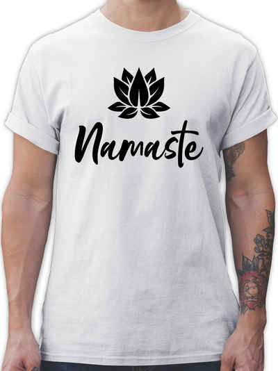 Shirtracer T-Shirt Namaste mit Lotusblüte schwarz Yoga und Wellness Geschenk