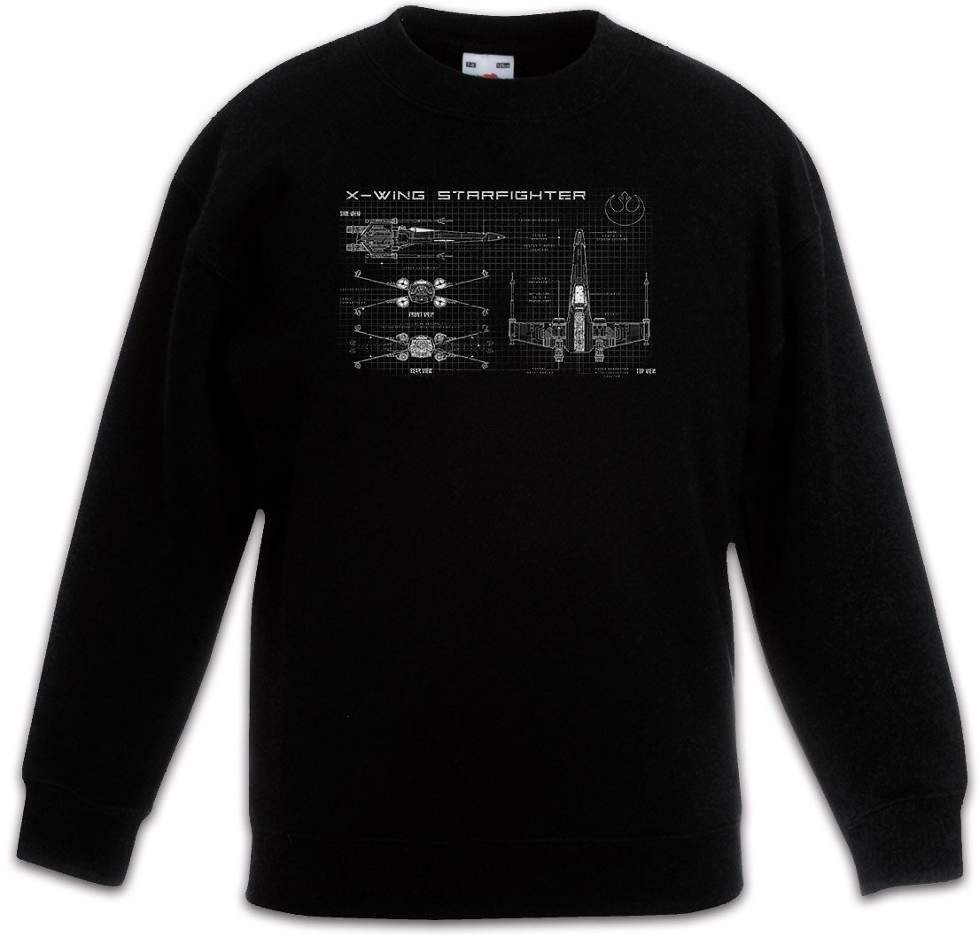 Sweatshirt Red 5 Blueprint Kinderpullover Star Rebel X Wars Wing Alliance X-Wing