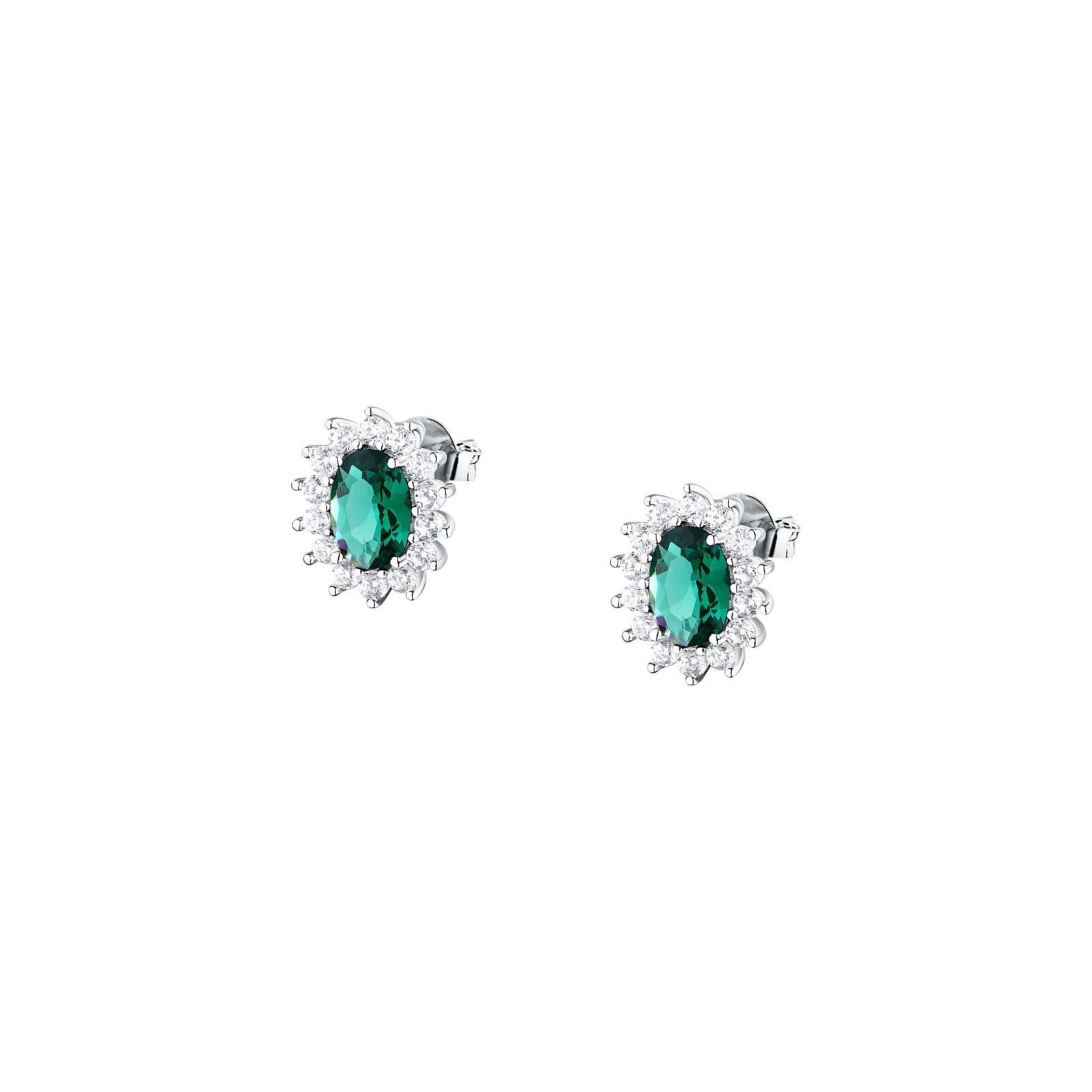 MORELLATO Paar Ohrstecker Duchessa SAIW286 925 Silber grüner Zirkonia weiß 9x12 mm Damen