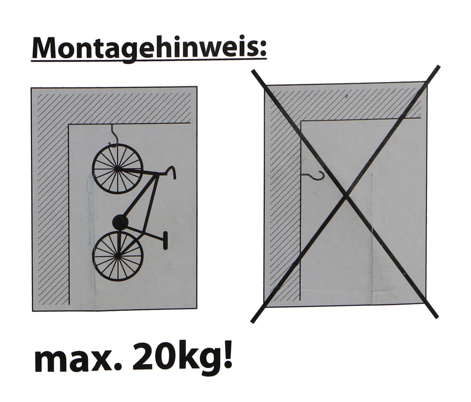 Fahrradhaken Set Deckenmontage für 2er Schraubhaken