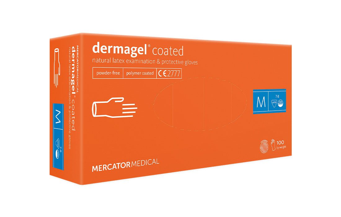 Mercator Одноразовые перчатки dermagel® coated - Medizinische Latex-Schutzhandschuhe Polymerbeschichtung