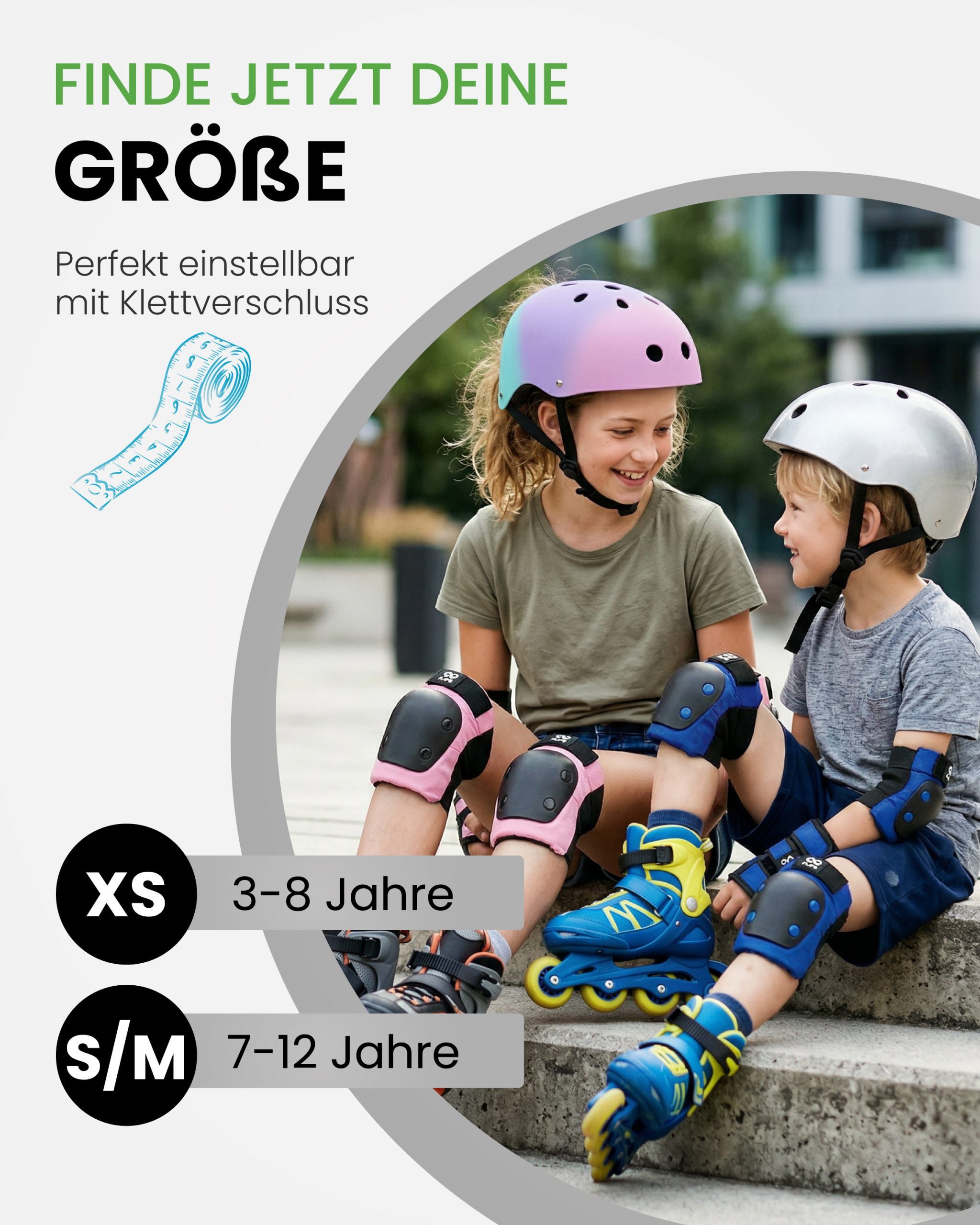 99FLIPS Protektoren-Set 3-12 Jahre Protektoren Mädchen mit Ellenbogenschoner Knieschützer (Knieschoner Set Kinder, 6-tlg., Schützer Set Kinder Knieschoner Handg – Bild 3 von 5