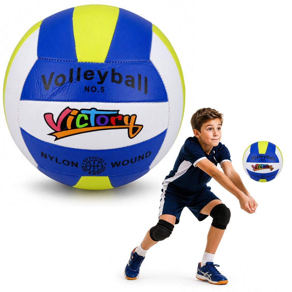 Wisam Lernspielzeug Volleyball-Trainingsball, Sprungball, gelb, weiß, blau, 22 cm, Größe 5