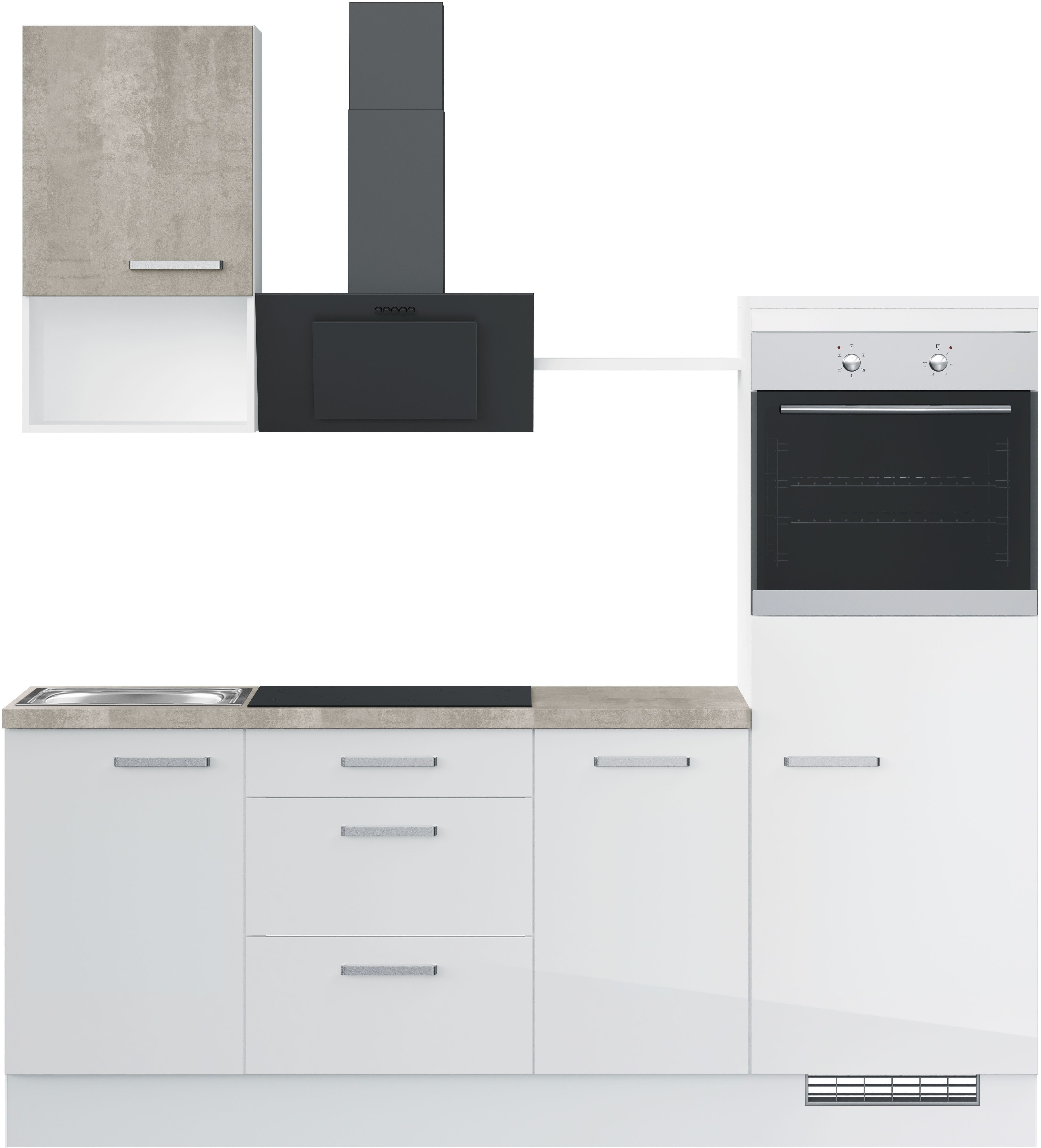 IMPULS KÜCHEN Кухниzeile "Turin", Ausrichtung wählbar, Schubkästen mit Soft-Close, vormontiert, wahlw. mit E-Geräten, Breite 215 cm