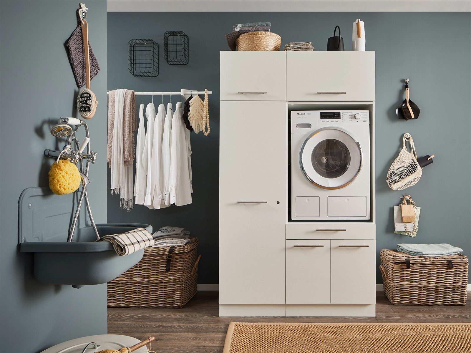 freiraum Waschmaschinenumbauschrank LAUNDREEZY in weiß - 117,5x200x67,5 (BxHxT)
