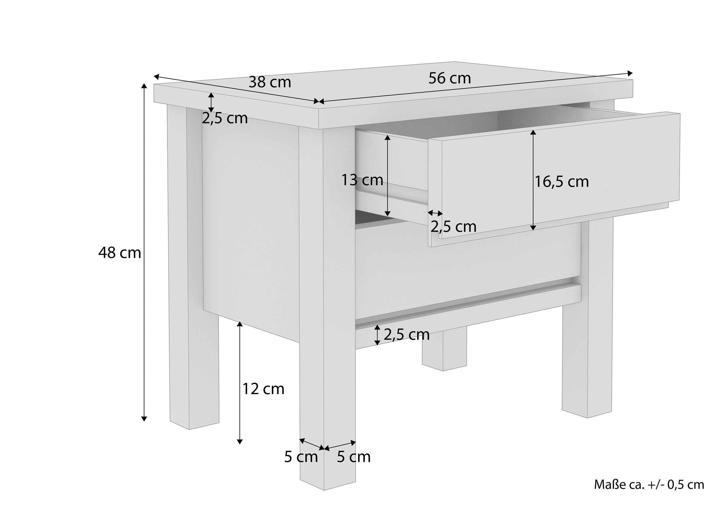ERST-HOLZ Nachtkommode Nachtkonsole Buche Geölt Massivholz Nachttisch Zwei Schubladen, 90.20-K41-geölt- Nachttisch Buche-Zwei Schubläden