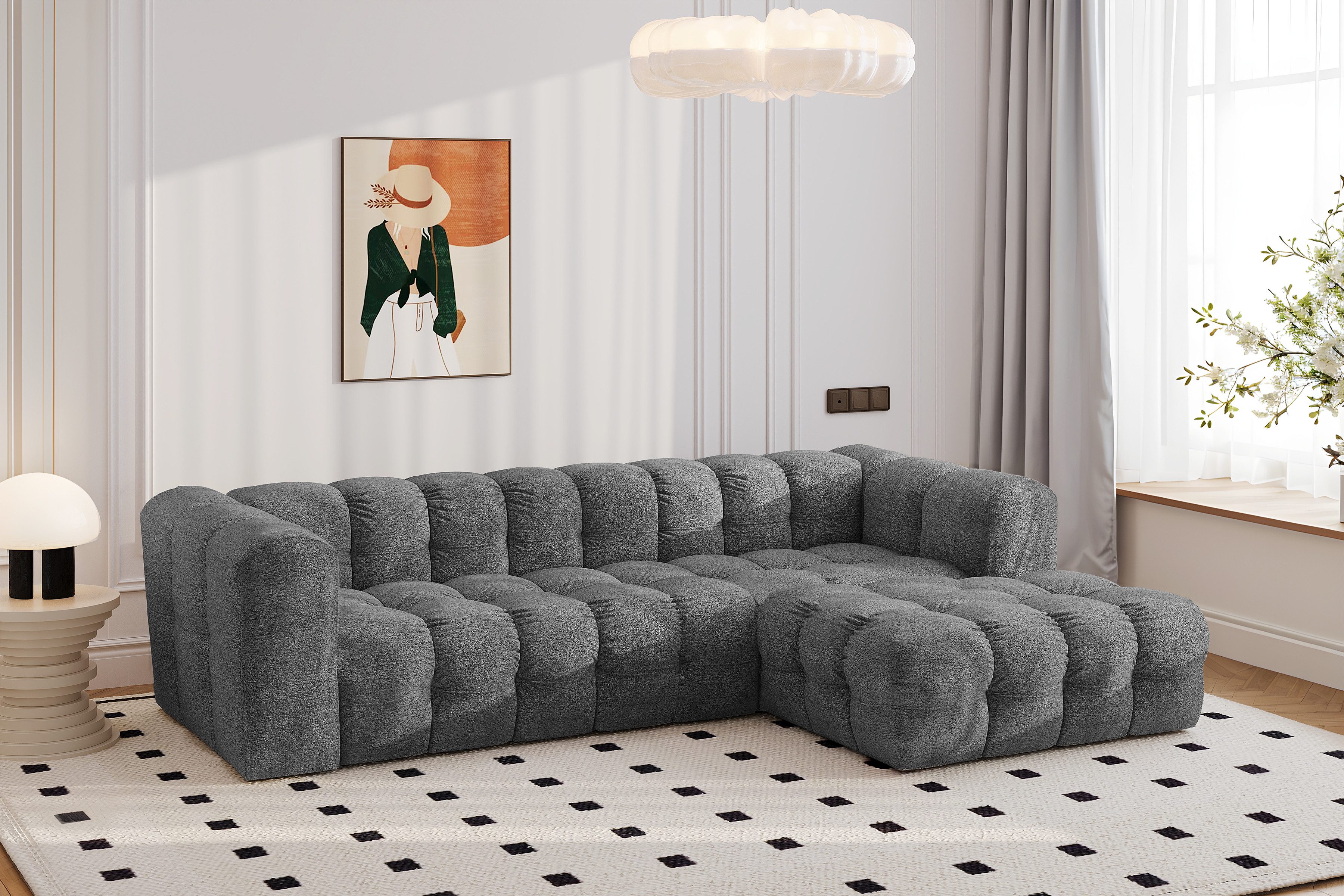 Kaiser Möbel Ecksofa BALOO L modernes freistehendes, für das Wohnzimmer, stoff Arena, Einzelsofa, gesteppte Oberfläche,freistehend platzierbar,hoher Sitzkomfort