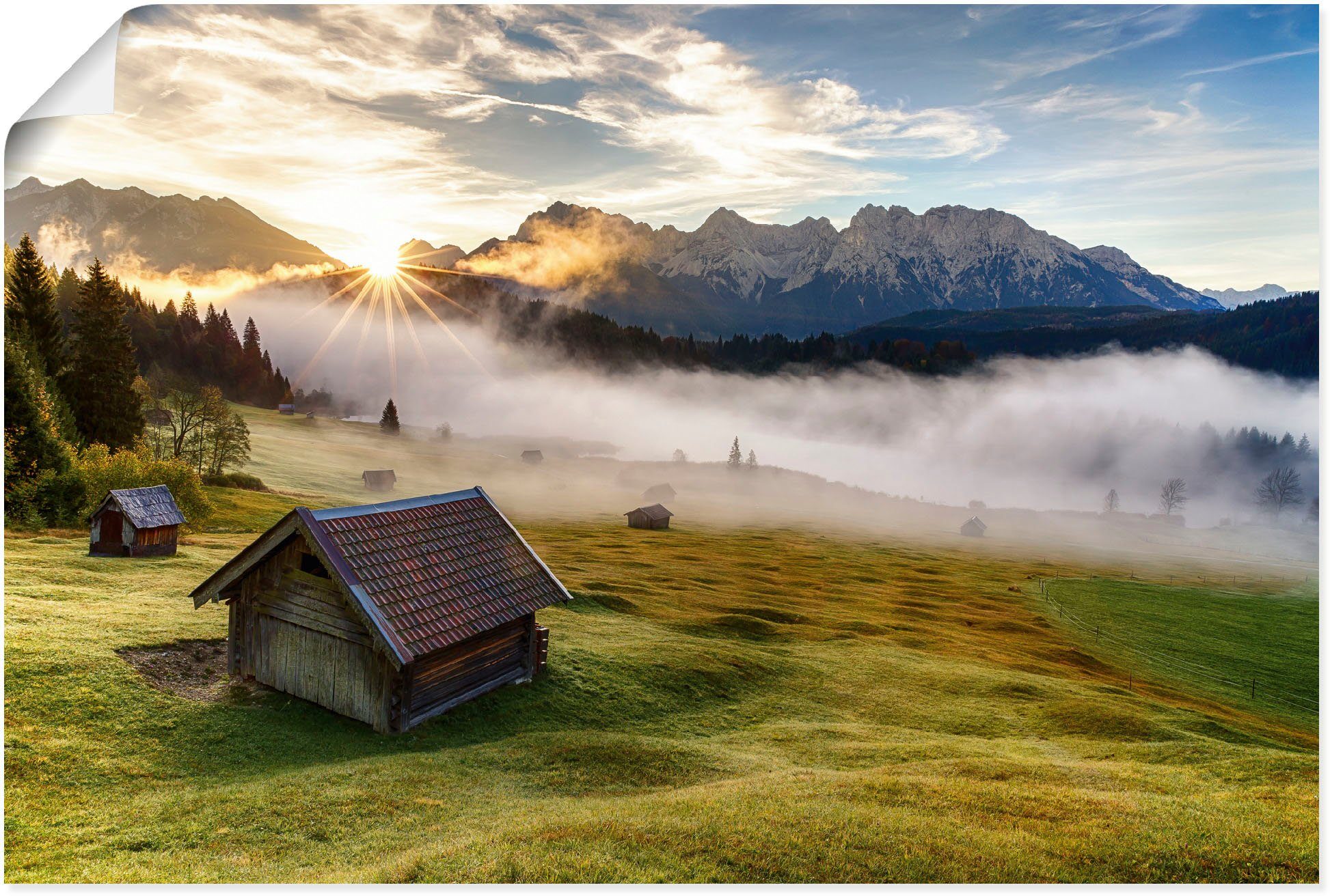 Artland Wandbild »Herbst in Bayern«, Berge & Alpenbilder (1 Stück), in vielen Größen & Produktarten - Alubild / Outdoorbild für den Außenbereich, Leinwandbild, Poster, Wandaufkleber / Wandtattoo auch für Badezimmer geeignet-Otto