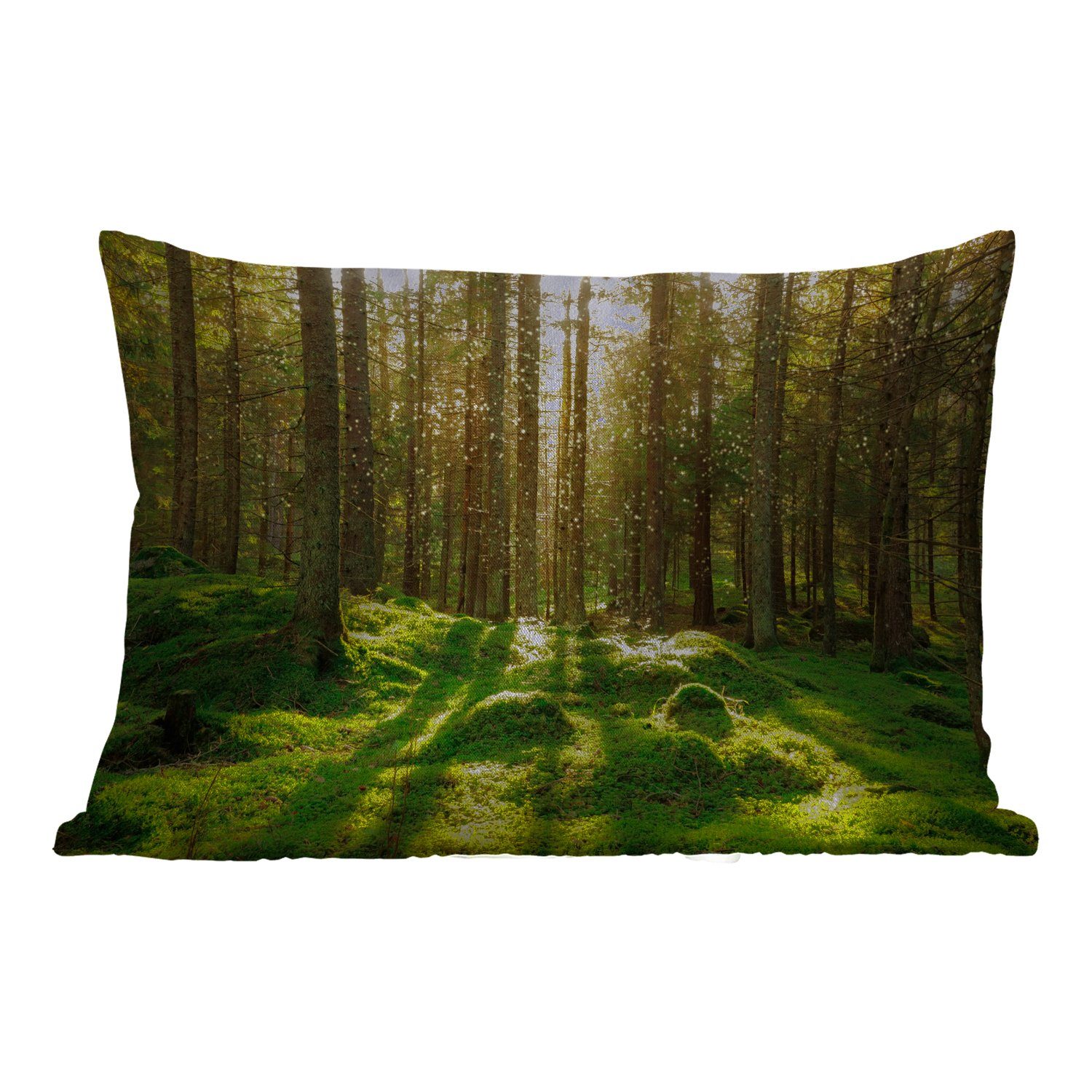 MuchoWow Dekokissen Bäume - Wald - Moos - Pflanzen - Sonne - Natur, Outdoor-Dekorationskissen, Polyester, Dekokissenbezug, Kissenhülle