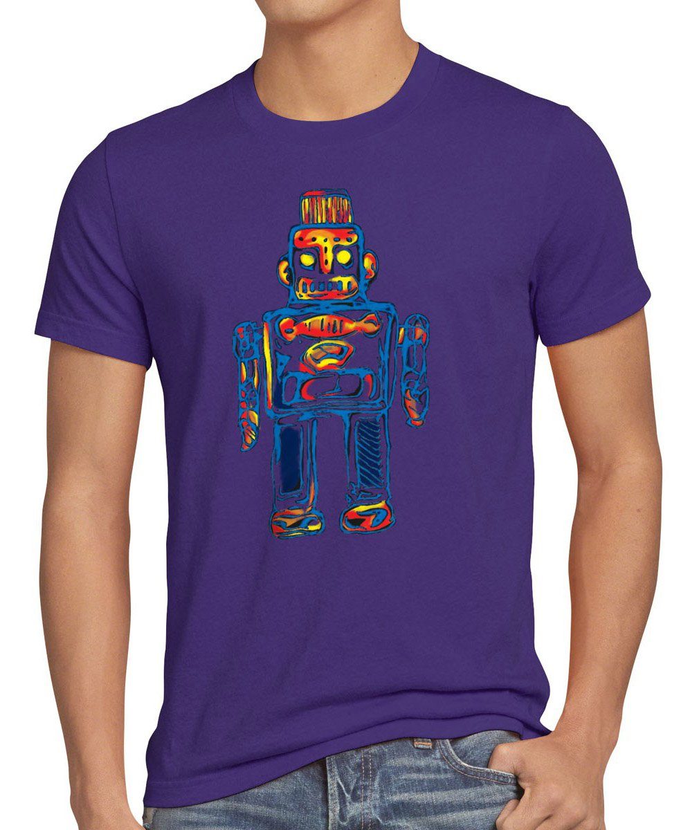 style3 Print-Shirt Herren T-Shirt Sheldon Toy Robot big bang cooper tbbt Roboter spielzeug Leonard lila | T-Shirts