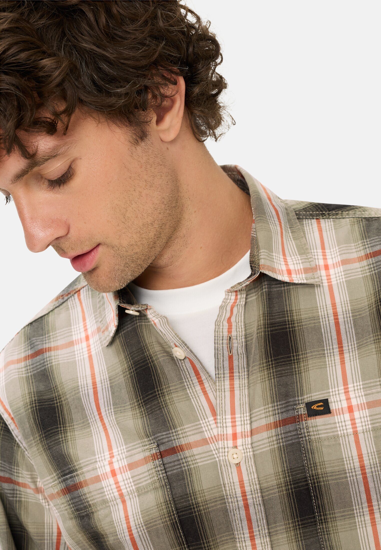 camel active Langarmhemd mit Brusttasche Langarm Kentkragen