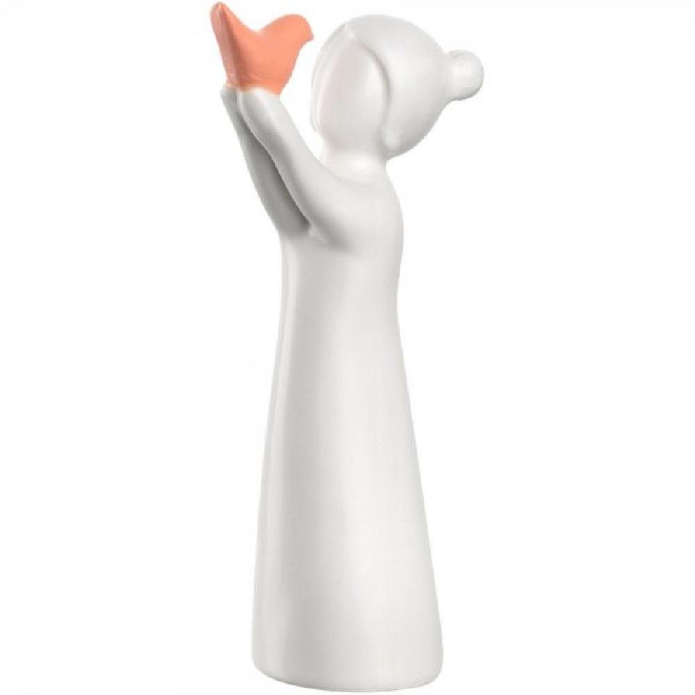 LEONARDO Dekoobjekt LEONARDO Keramikfigur Luminosa Mädchen Vogel Weiß (13cm)
